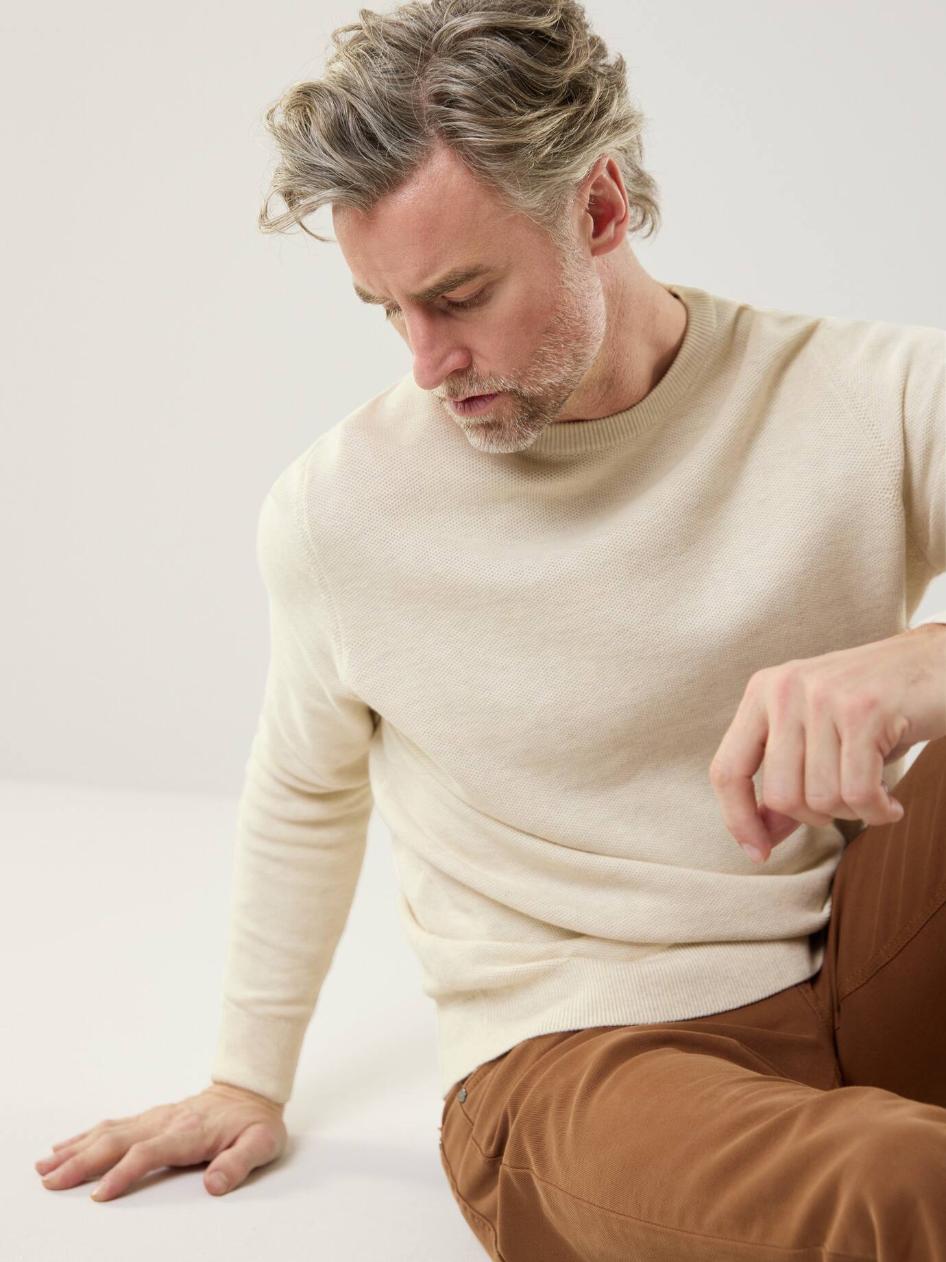 Walbusch Herren Sommerpullover Struktur-Pullover Soft Cotton Bei