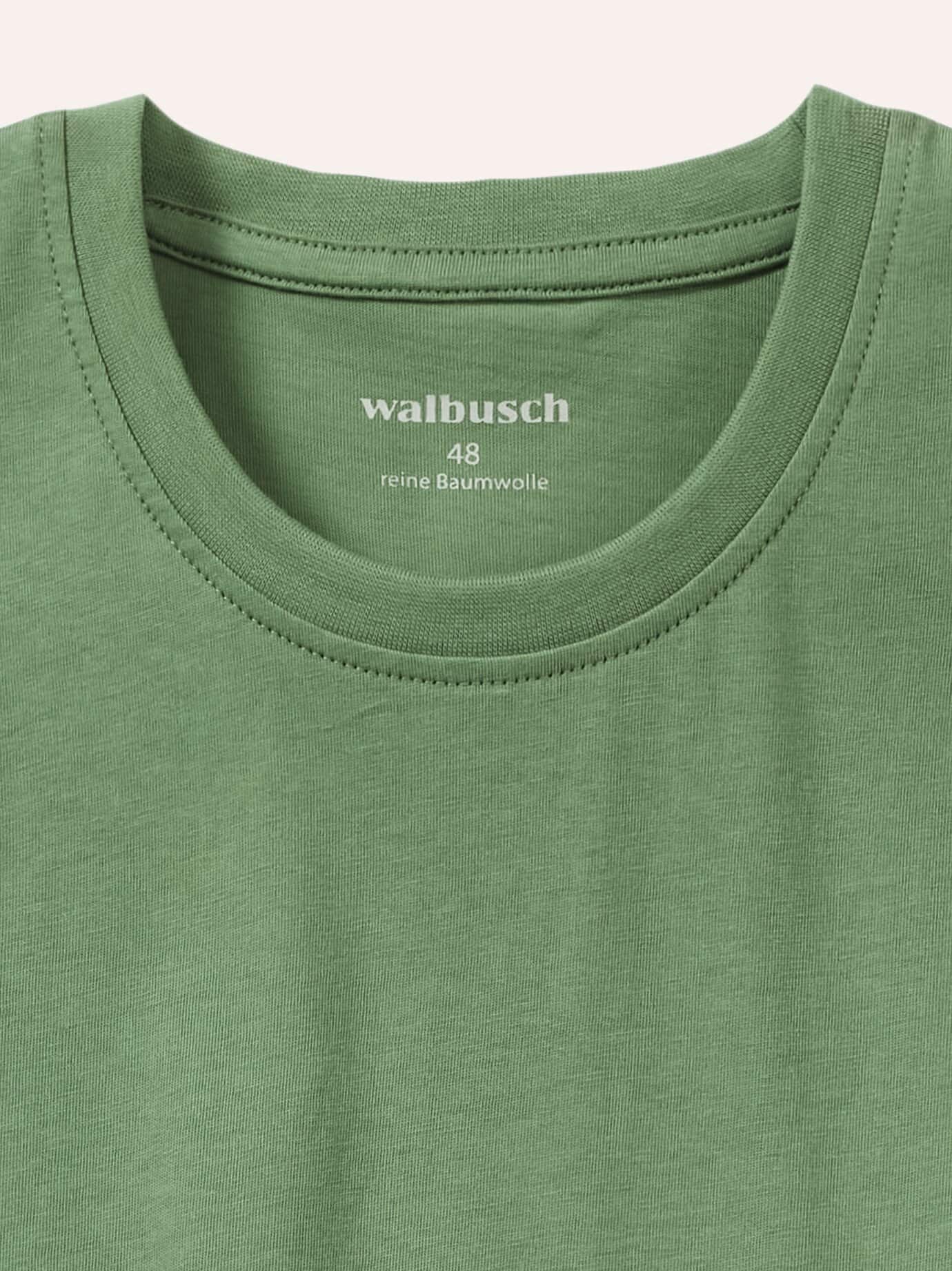 Walbusch T-Shirt Rundhalsausschnitt, , Farbe Grün, 50, reine Baumwolle atmungsaktiv Herren 4