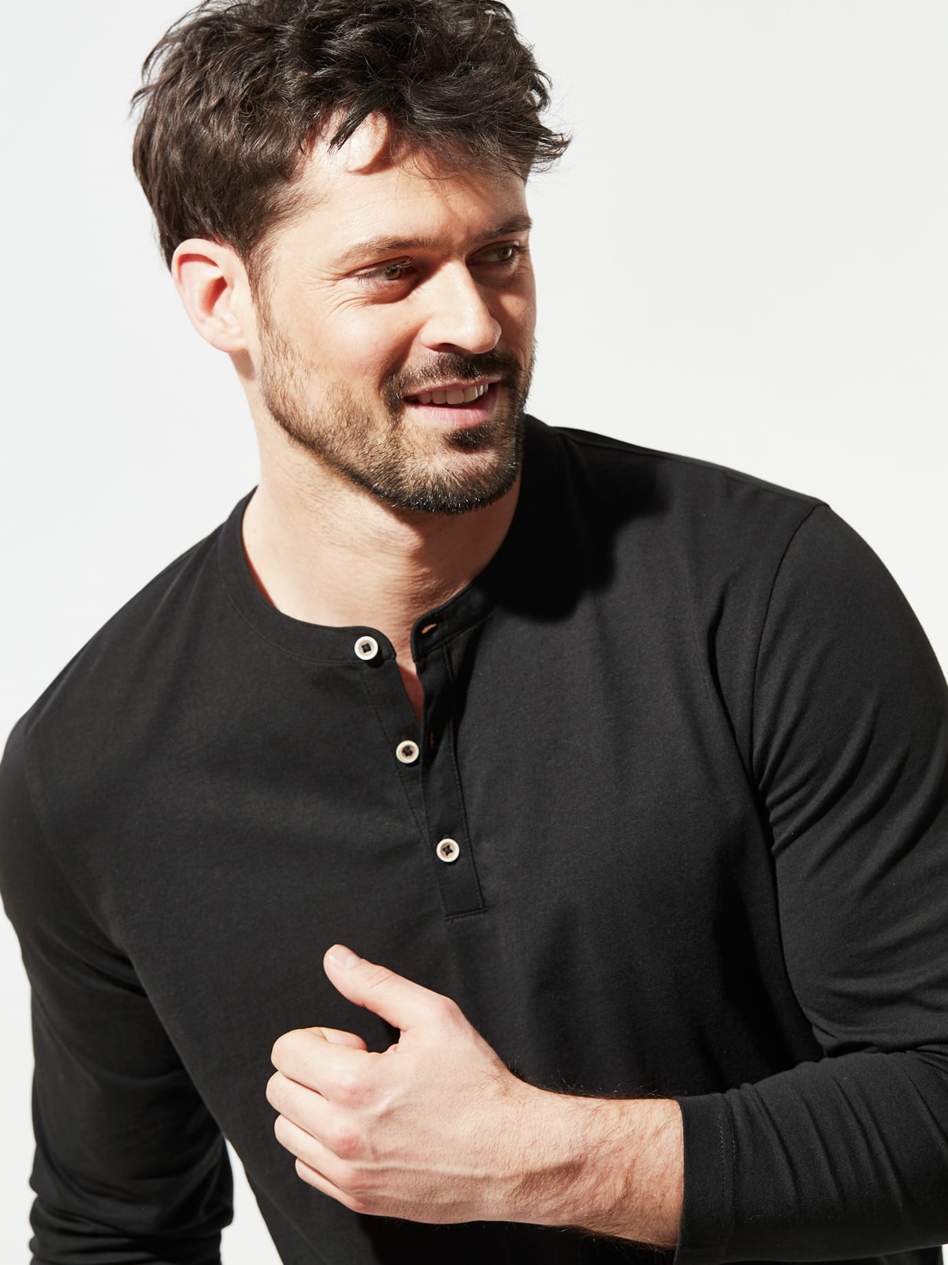 Walbusch Henley Shirt Men Black 54 4