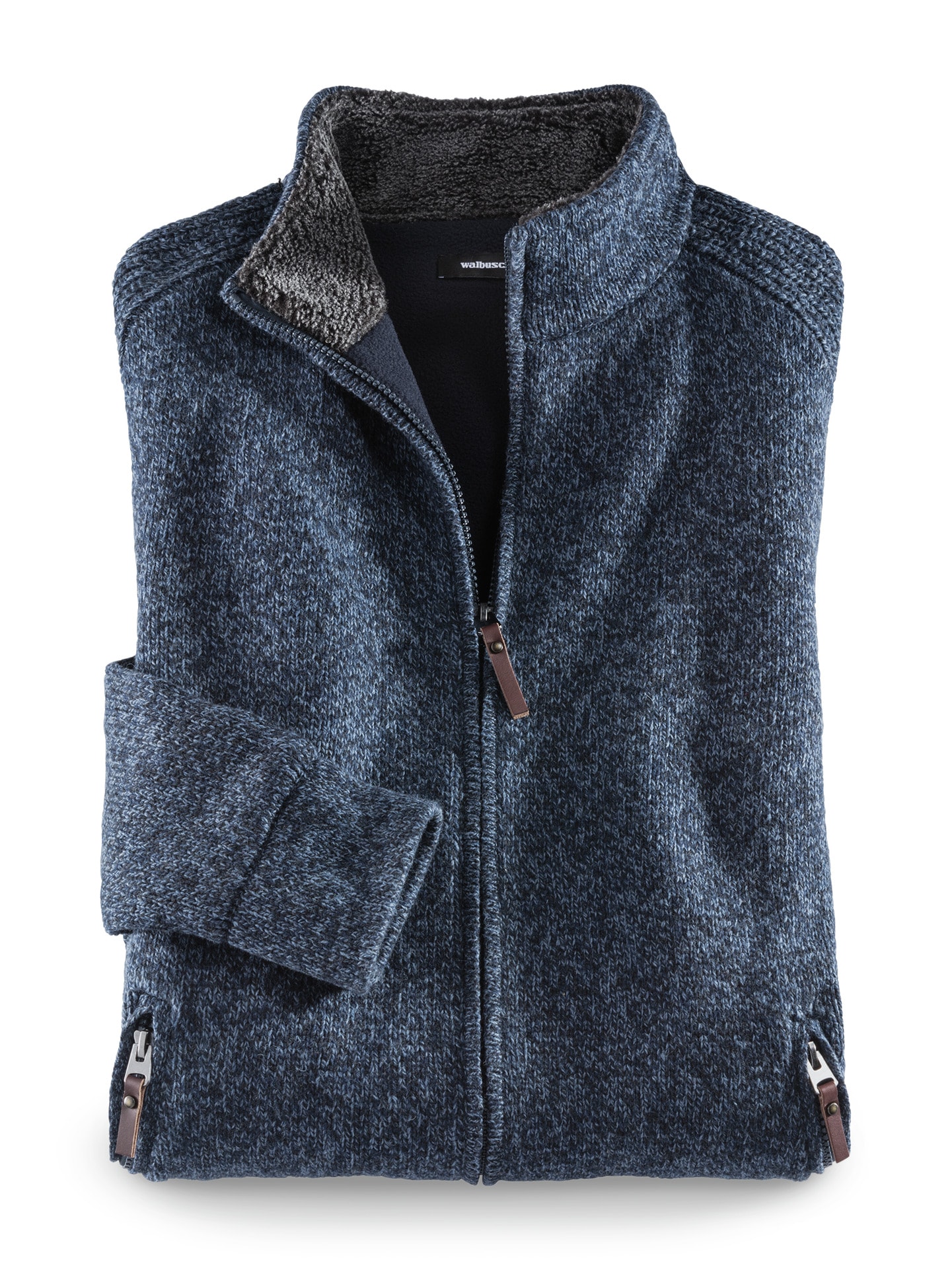 Zwei-Lagen-Strickjacke Winterwarm Blau