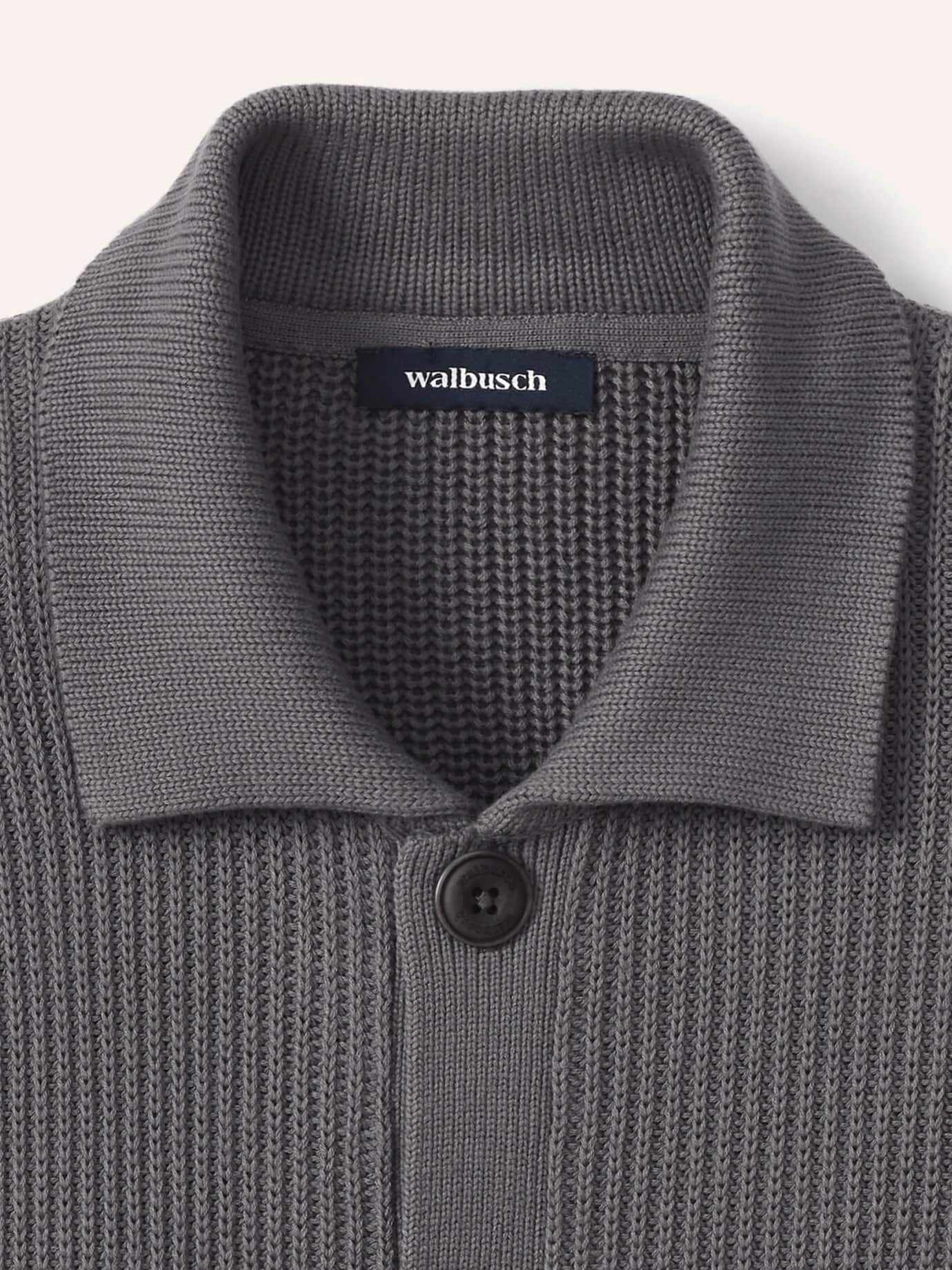 Cardigan polo côtelé Walbusch Gris 54 4