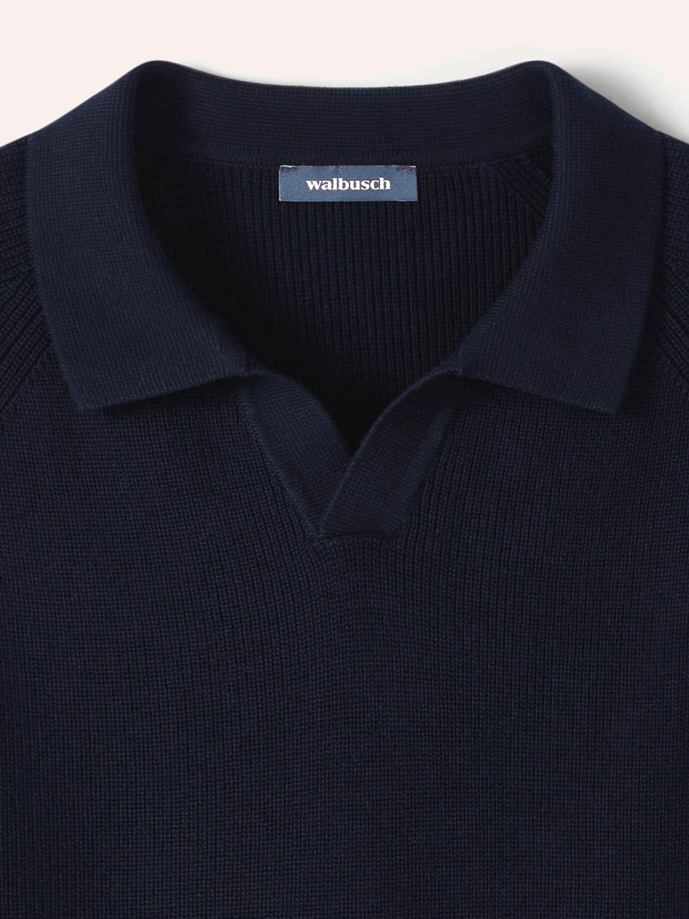 Walbusch Ribbed Polo Sweater Blue Size 52 4