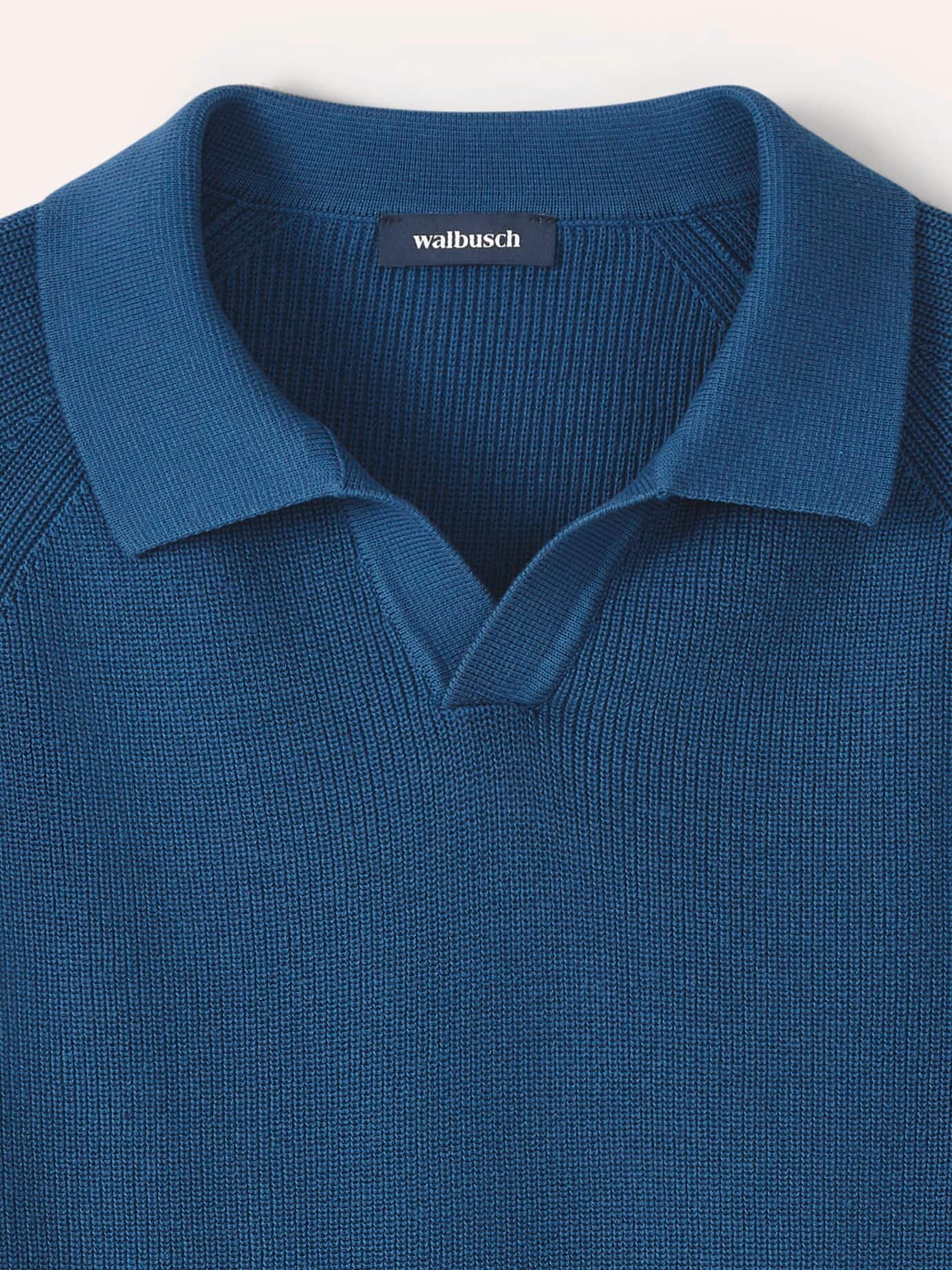 Walbusch Ribbed Polo Sweater Blue Size 52 8