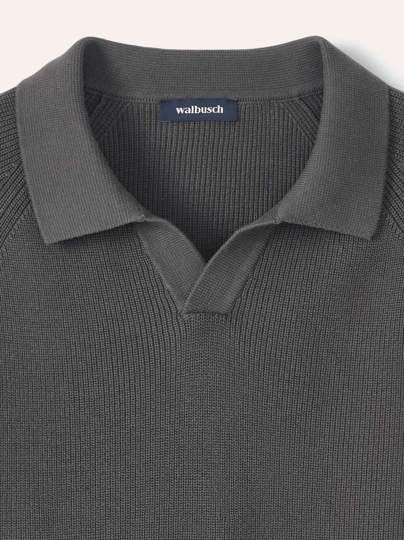 Walbusch Ribbed Polo Sweater Gray Size 56 4