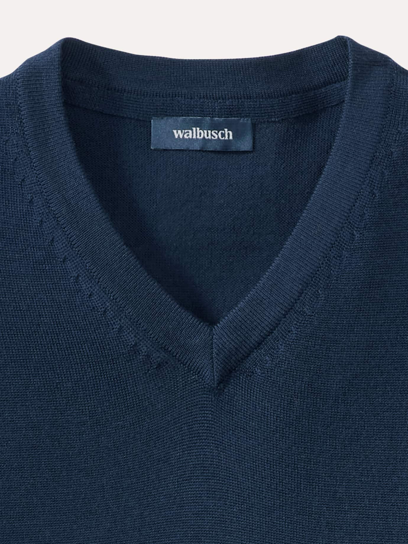 Walbusch V-Pullover Merino Extrafein Bleu 56 8
