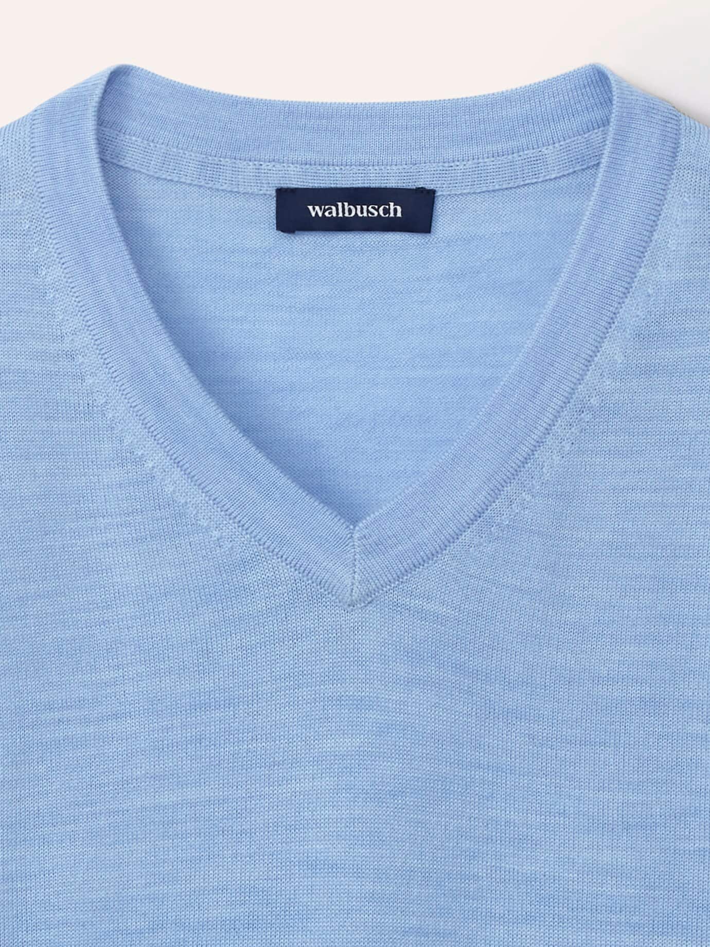 Walbusch V-Pullover Merino Extrafein Bleu 56 4