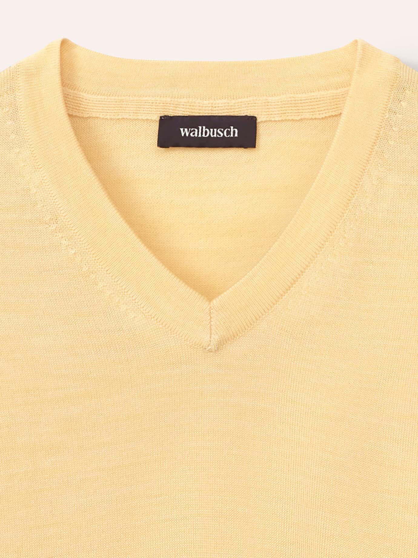 Walbusch V-Pullover Merino Extrafein, , Farbe Gelb, 58/60, reine, extrafeine Merinowolle temperaturausgleichend Herren 4