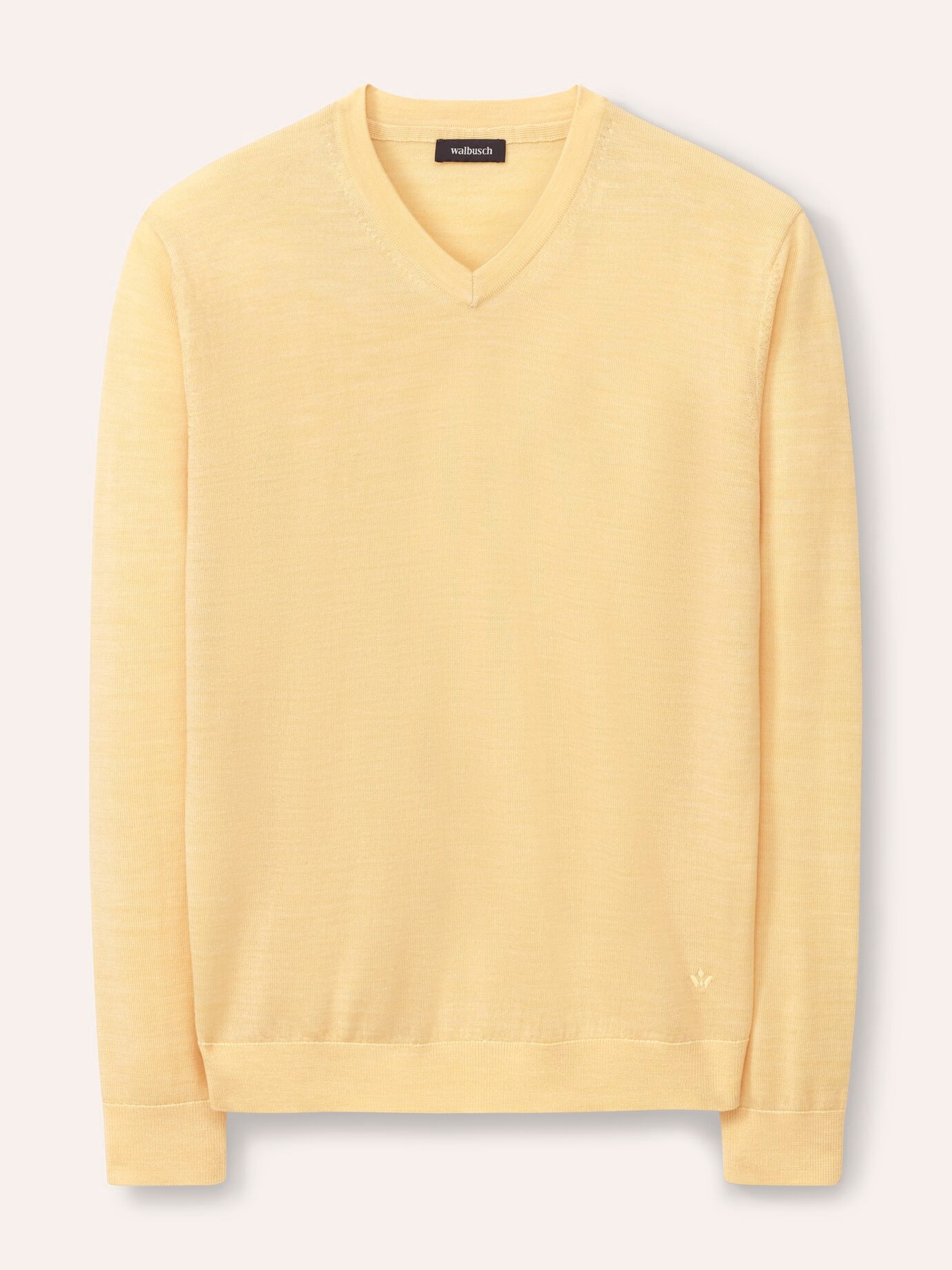 Walbusch V-Pullover Merino Extrafein, , Farbe Gelb, 58/60, reine, extrafeine Merinowolle temperaturausgleichend Herren