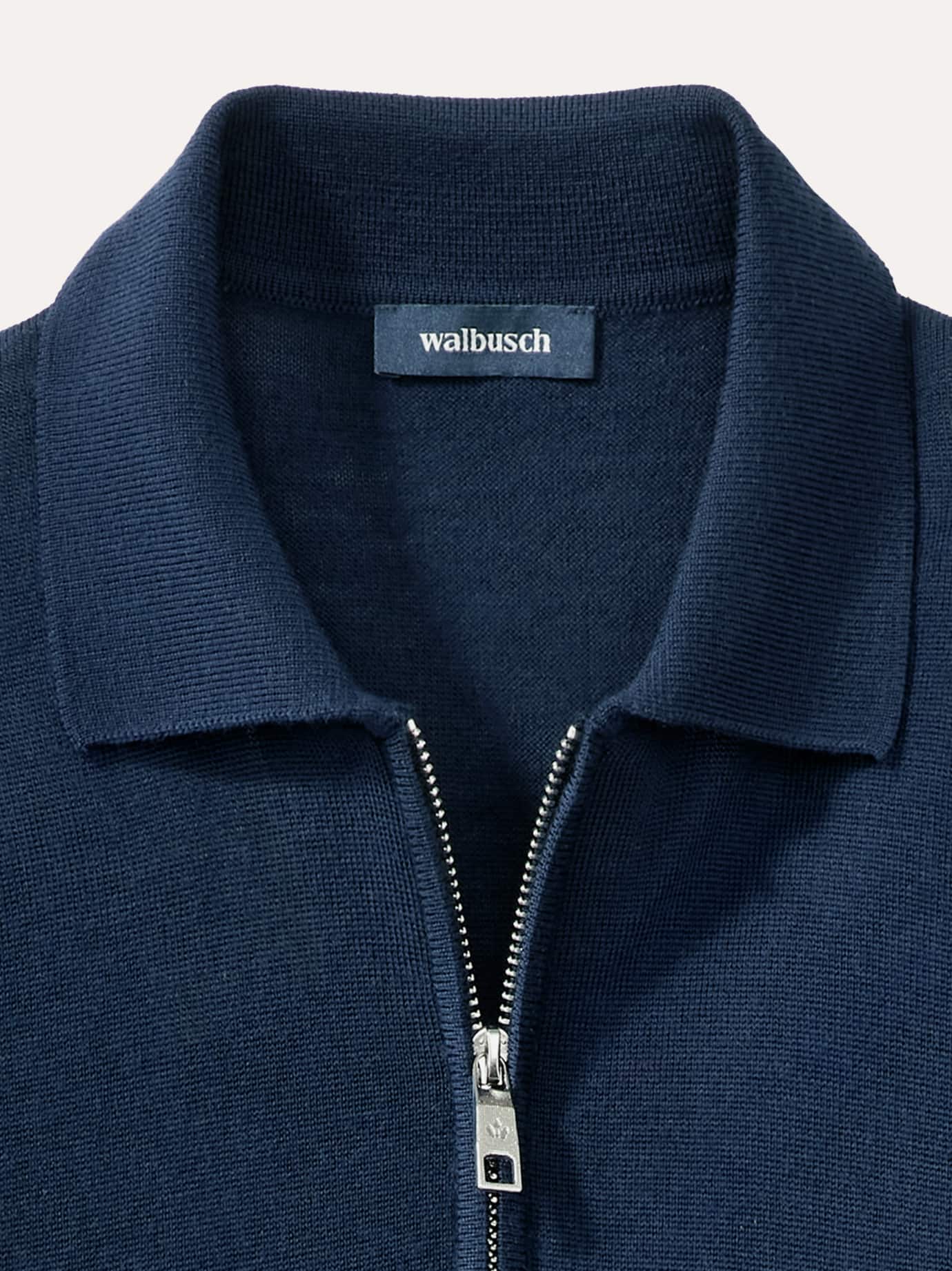 Walbusch Polo-Pullover Merino Extrafein Blue 56 3