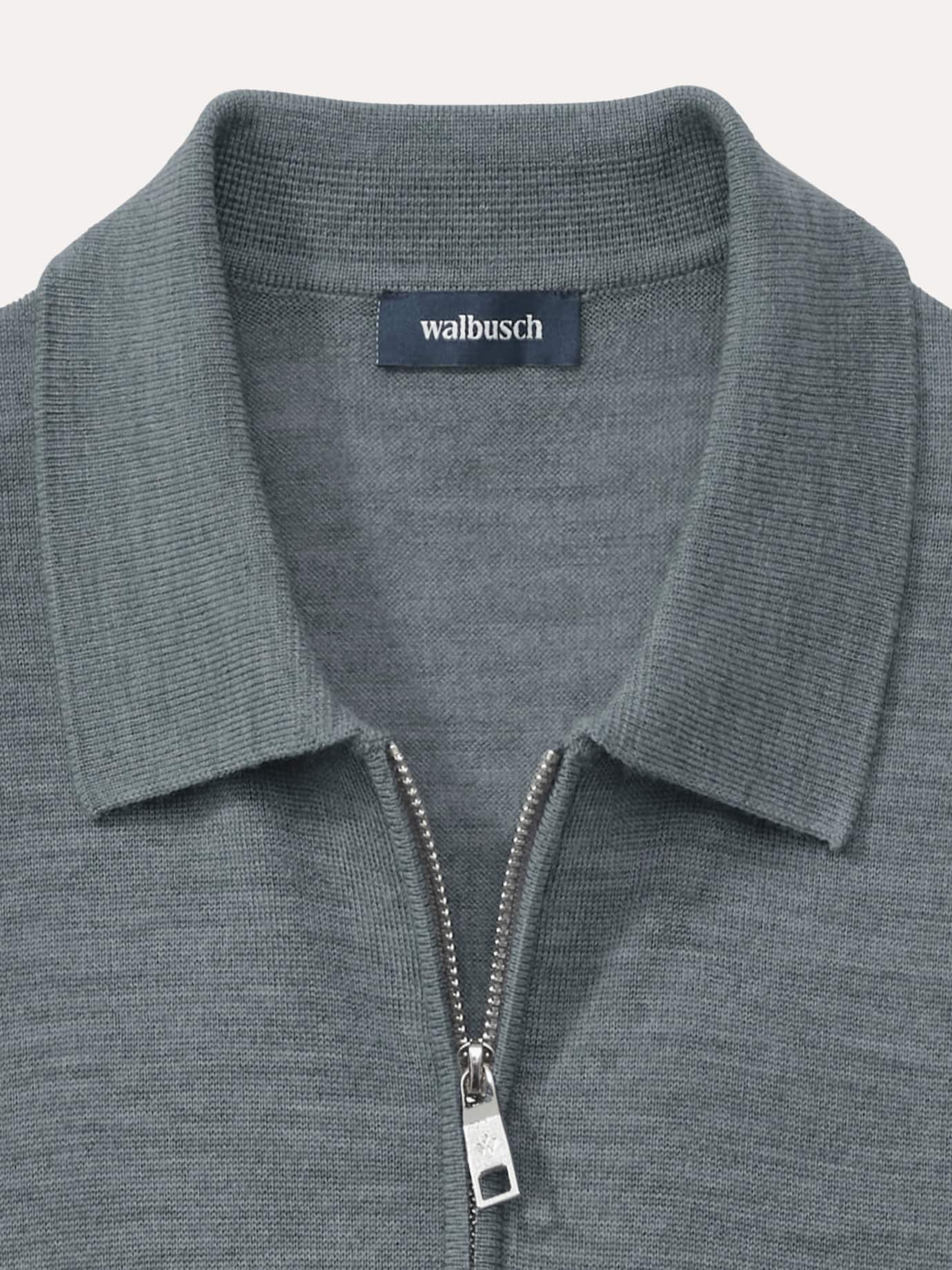 Walbusch Polo-Pullover Merino Extrafein, , Farbe Grau, 54, reine, extrafeine Merinowolle temperaturausgleichend Herren 4
