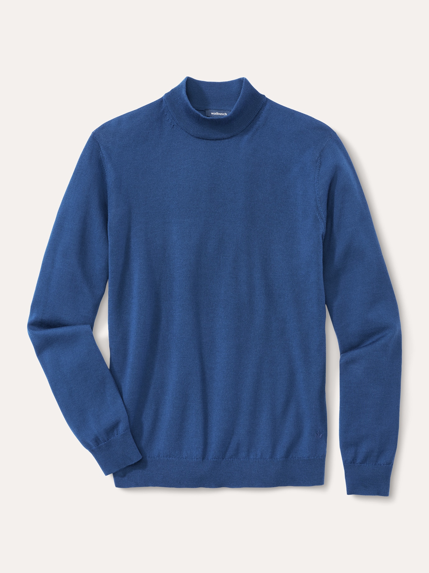 Stehbund-Pullover Merino Extrafein Königsblau