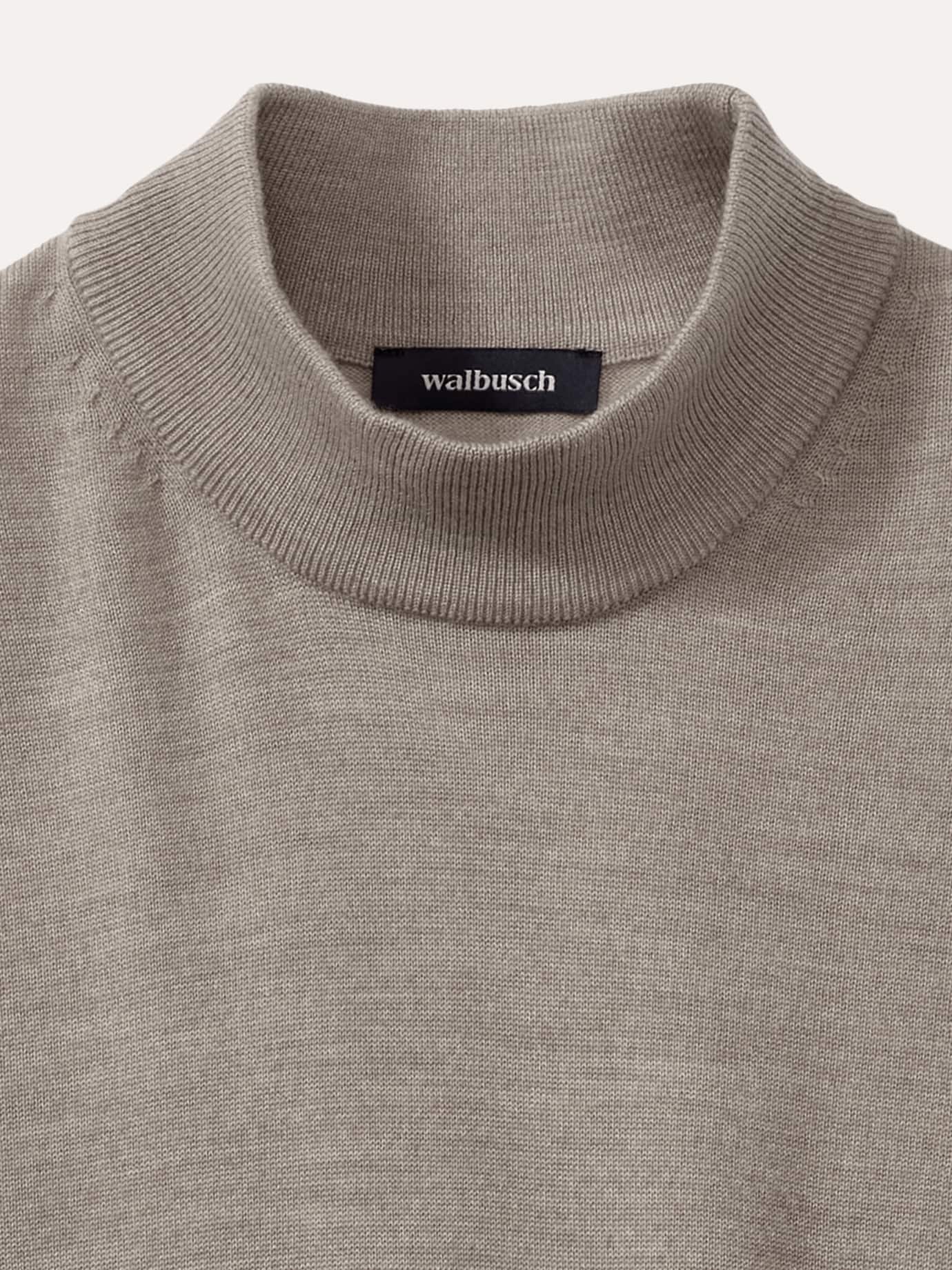 Walbusch Stehbund-Pullover Merino Extrafein, , Farbe Beige, 58/60, reine, extrafeine Merinowolle temperaturausgleichend Herren 4