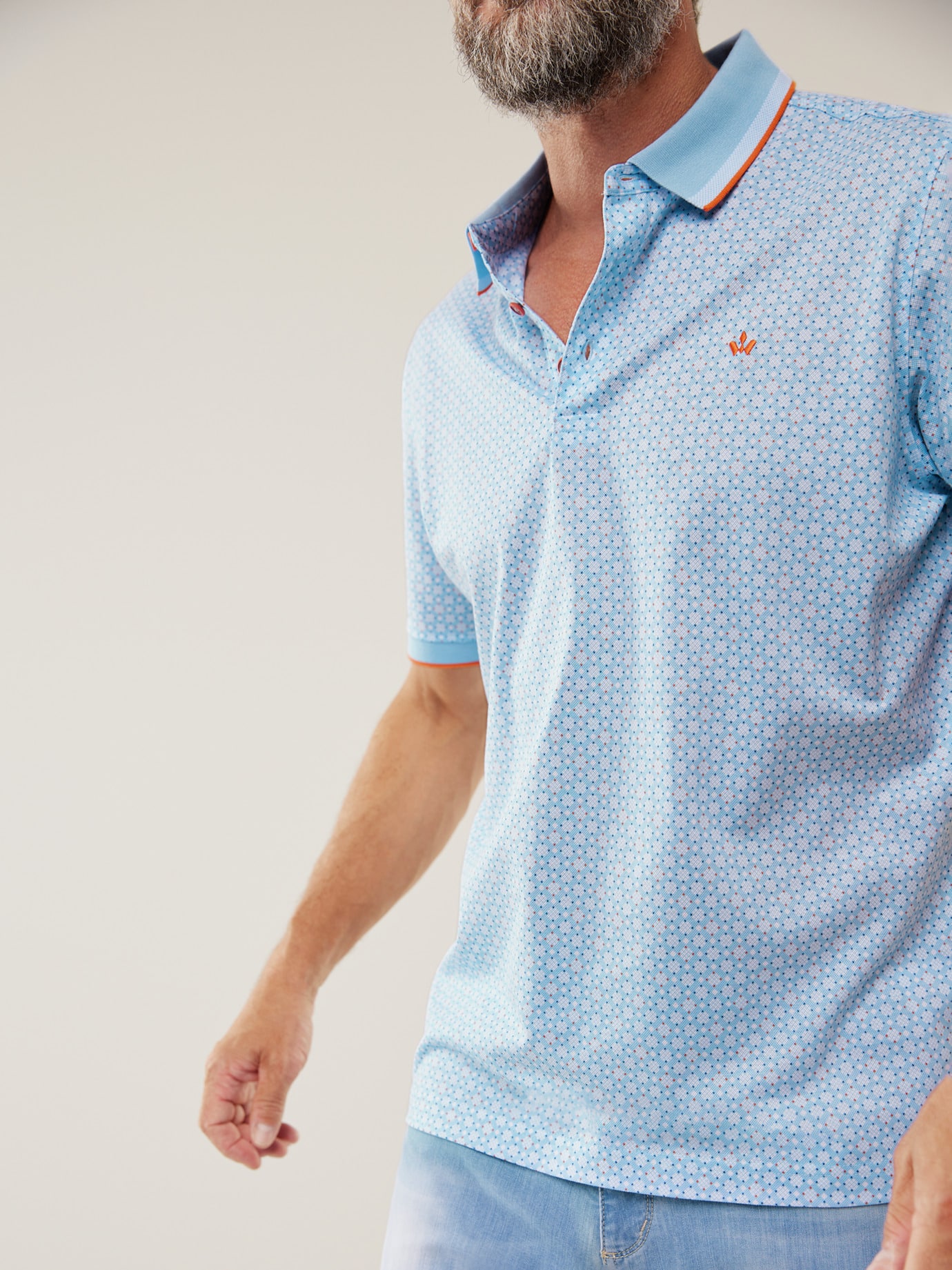 Chemise Polo Walbusch Mosaïque Bleu 58/60 7