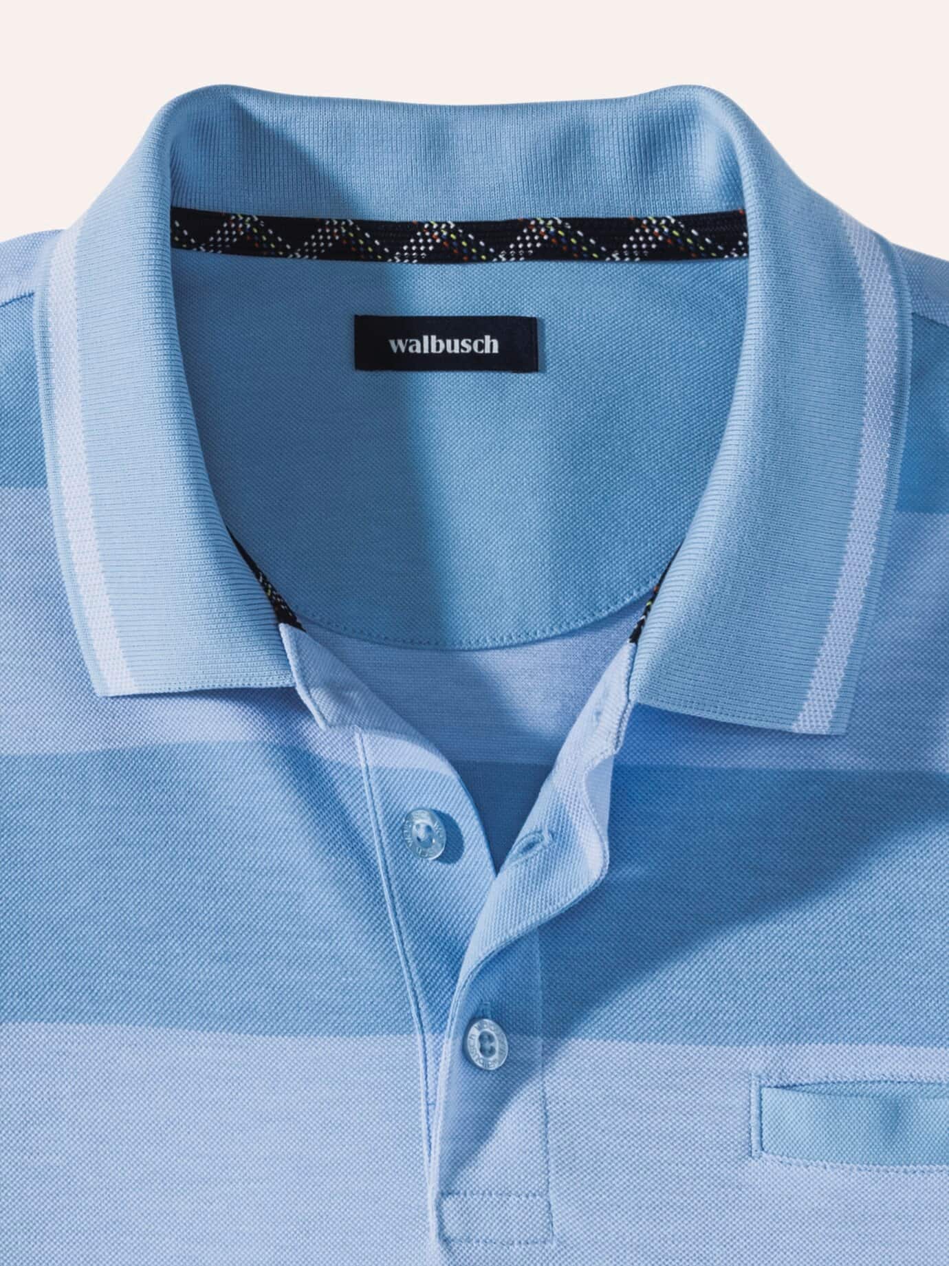 Walbusch Extraglatt-Polo Klimakontrolle, , Farbe Blau, 56, bügelfrei mit weicher Baumwolle Herren 4