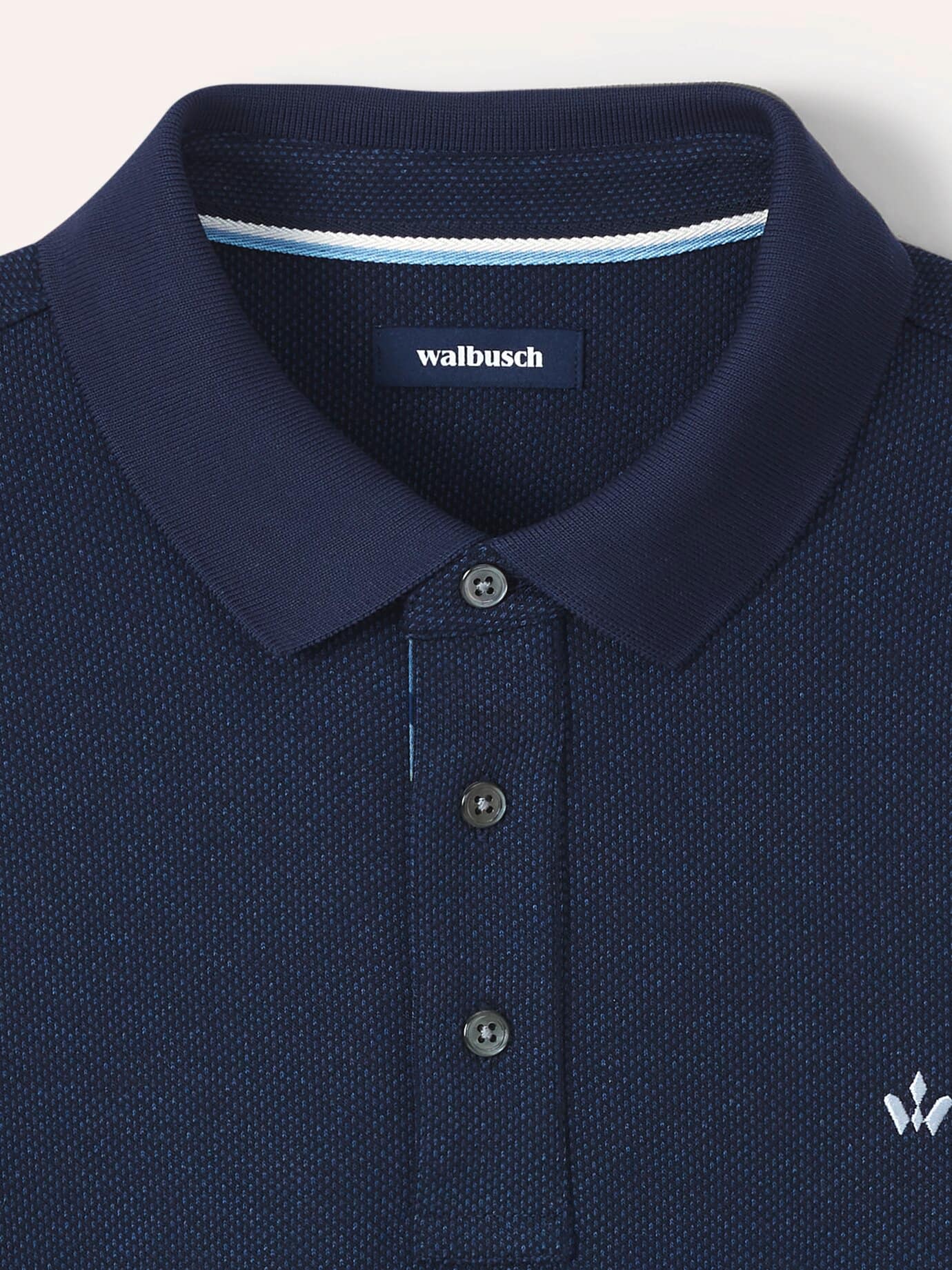 Walbusch Premium Long Sleeve Polo Blue 62/64 8