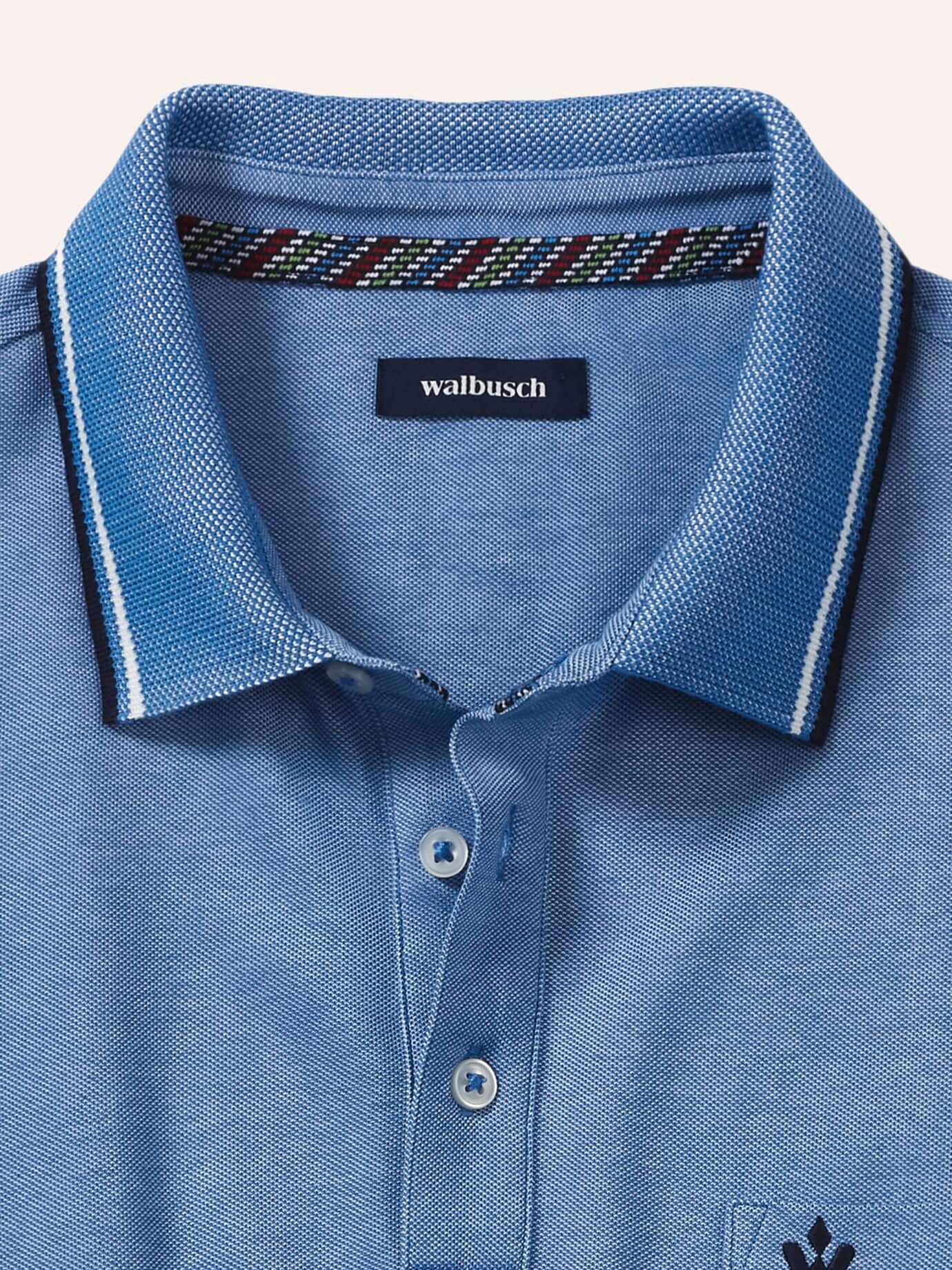 Walbusch Extraglatt Polo Bicolor Blue 50 4