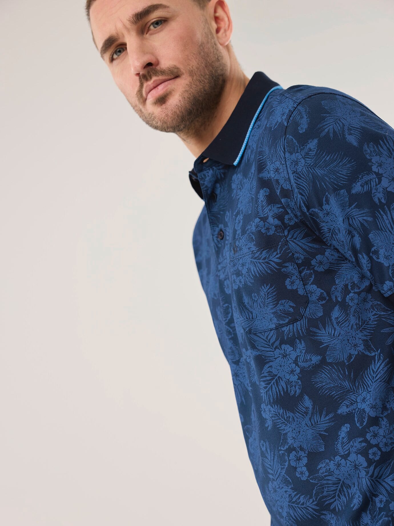 Walbusch Extraglatt Bicolor Polo Blue 48 3