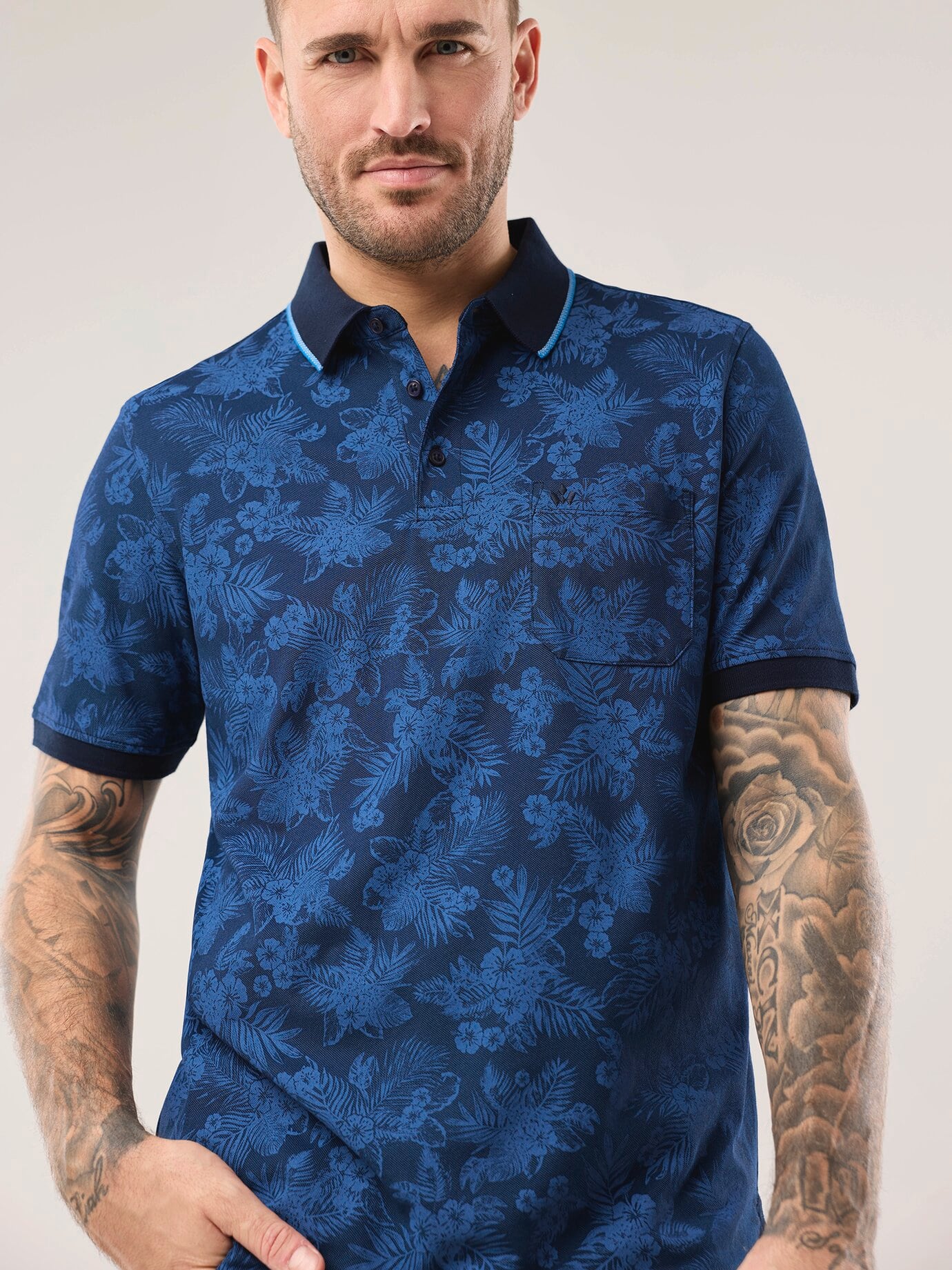 Walbusch Extraglatt Bicolor Polo Blue 48 2