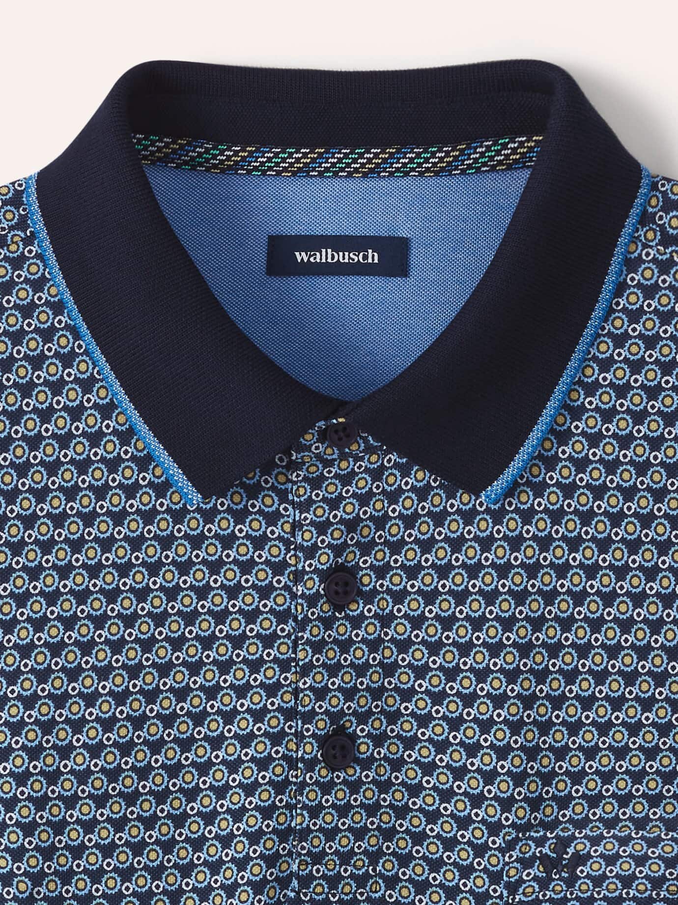 Walbusch Extraglatt Bicolor Polo Blue 48 8