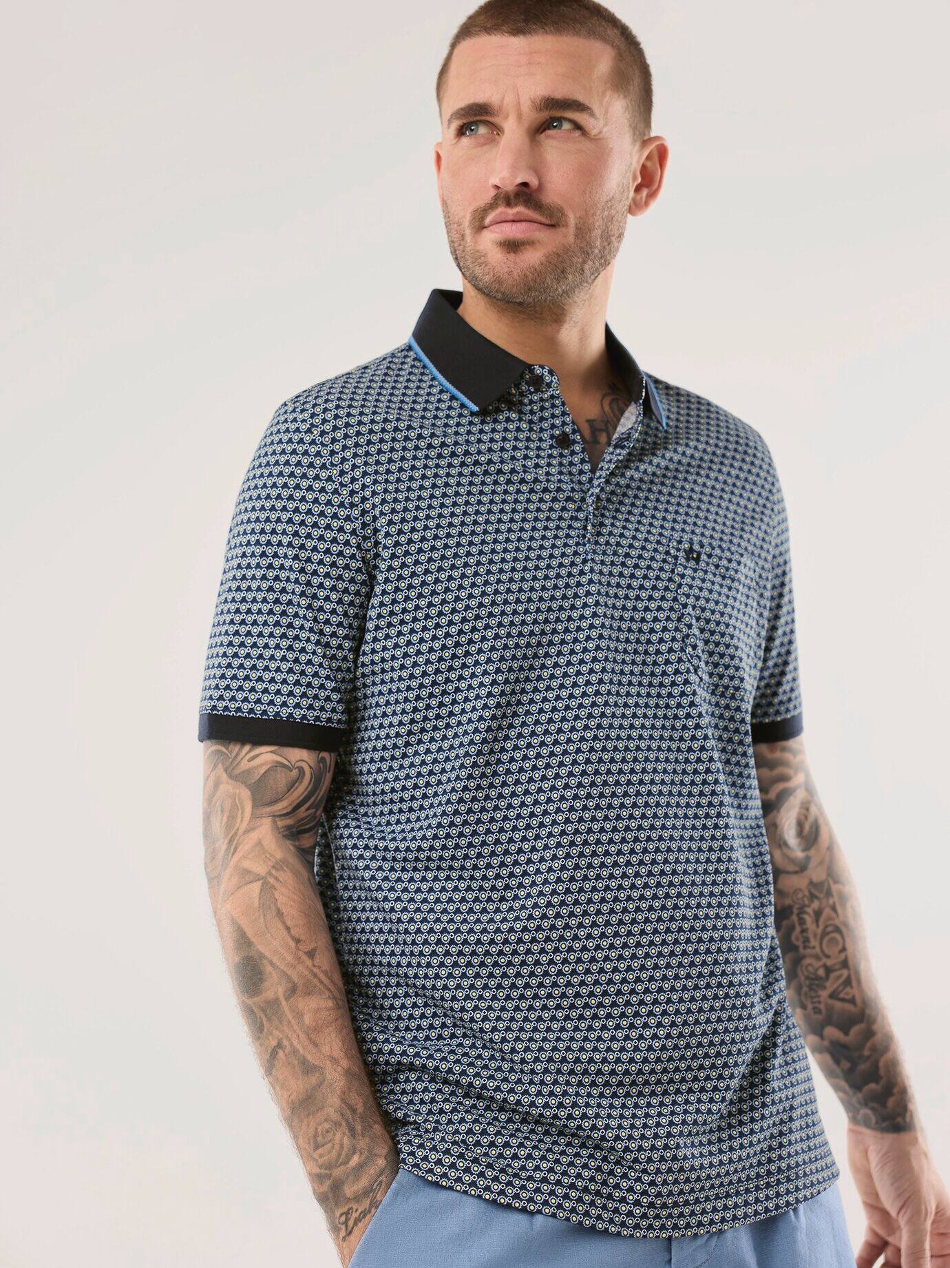 Walbusch Extraglatt Bicolor Polo Blue 48 6