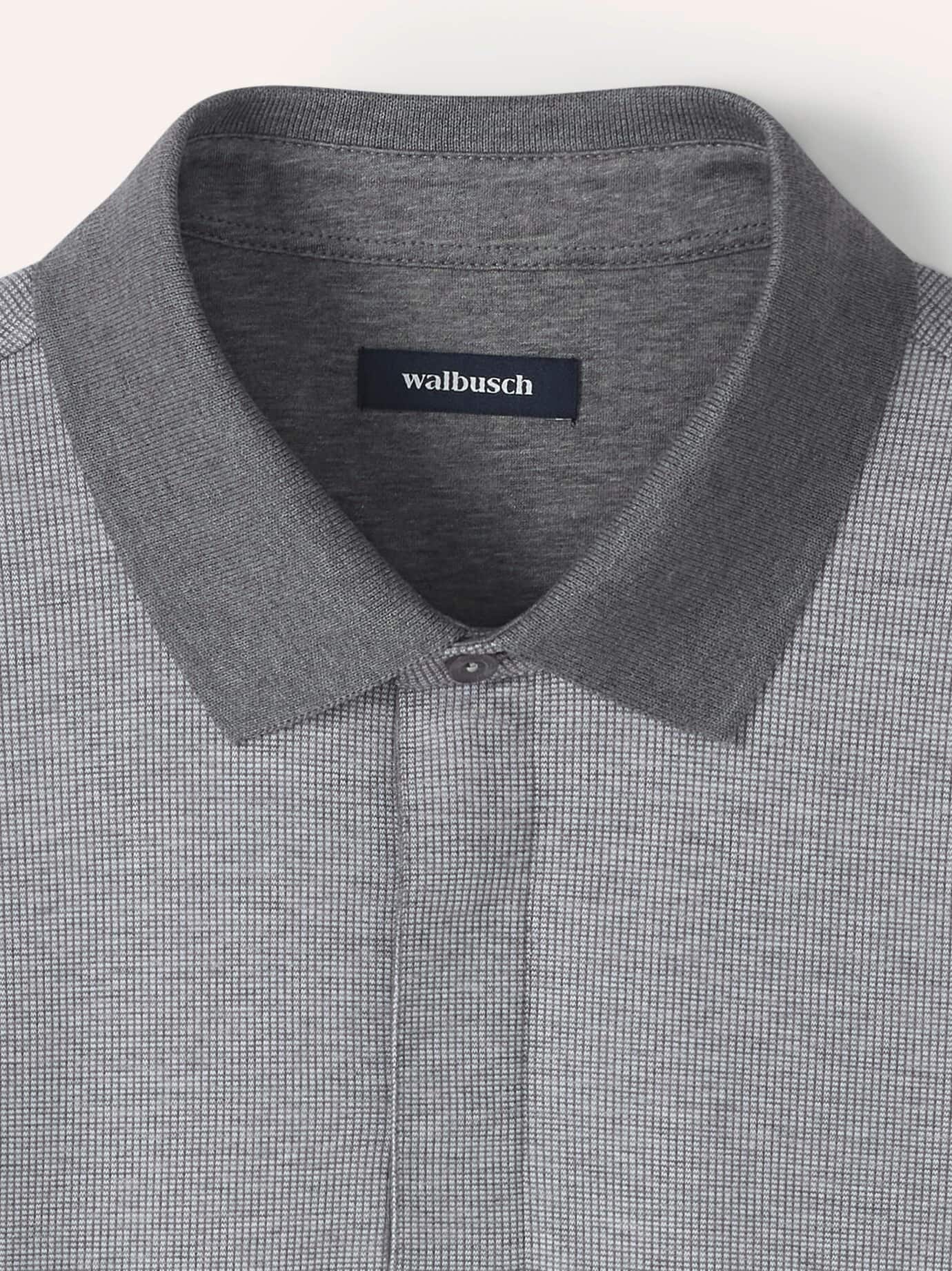 Walbusch Jaquard-Polo Bicolor Long Sleeve Gray 62/64 4