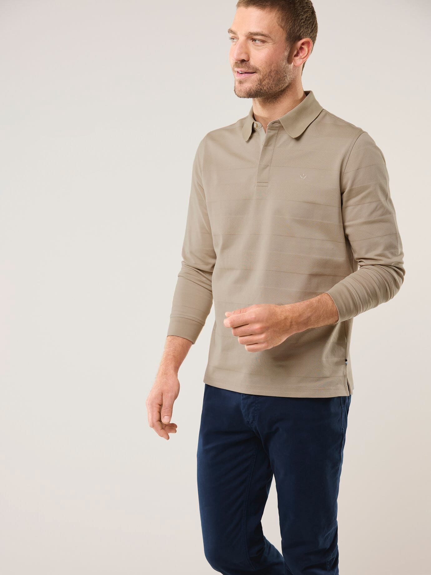Walbusch Polo Coton Webeffekt Beige 62/64 2