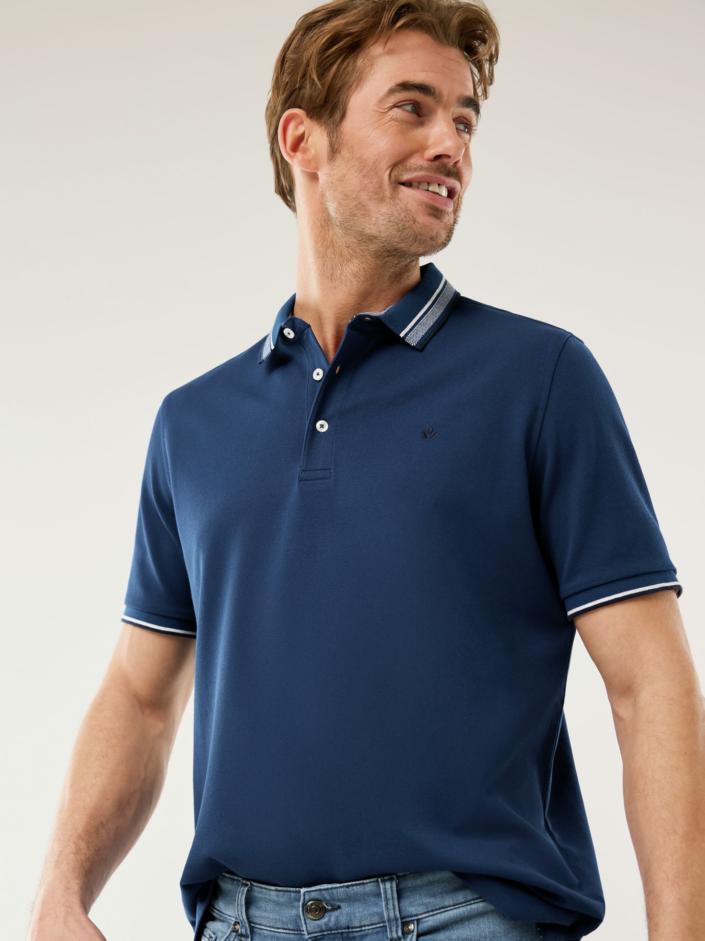 Walbusch Quick Dry Polo, , Farbe Blau, 56, bügelfreier Baumwollmix atmungsaktiv Herren 3