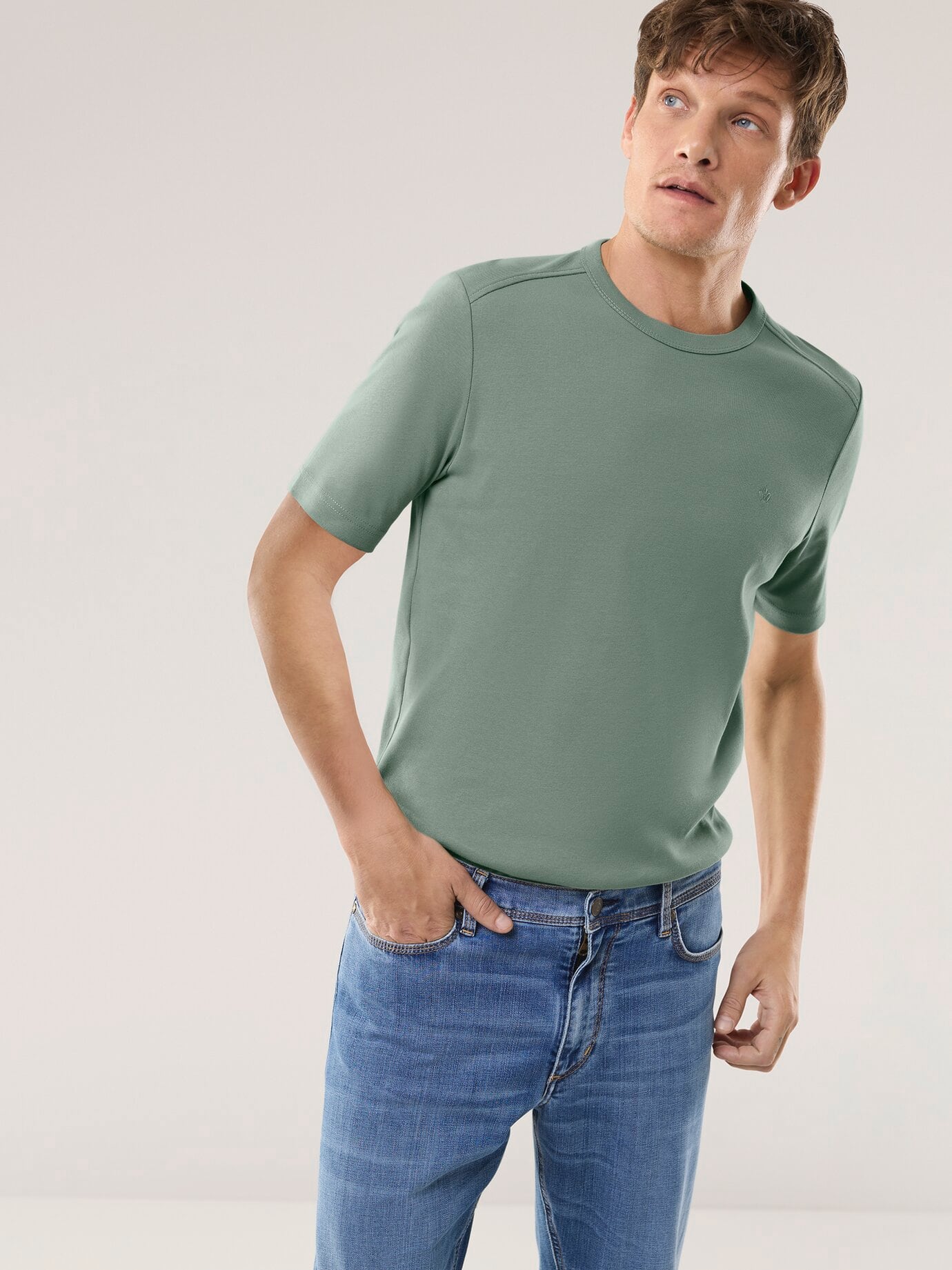 Walbusch Das zu schade für drunter-Shirt, noch offen: Größenlauf, Farbe Grün, 52, reine, weiche Baumwolle atmungsaktiv Herren 2