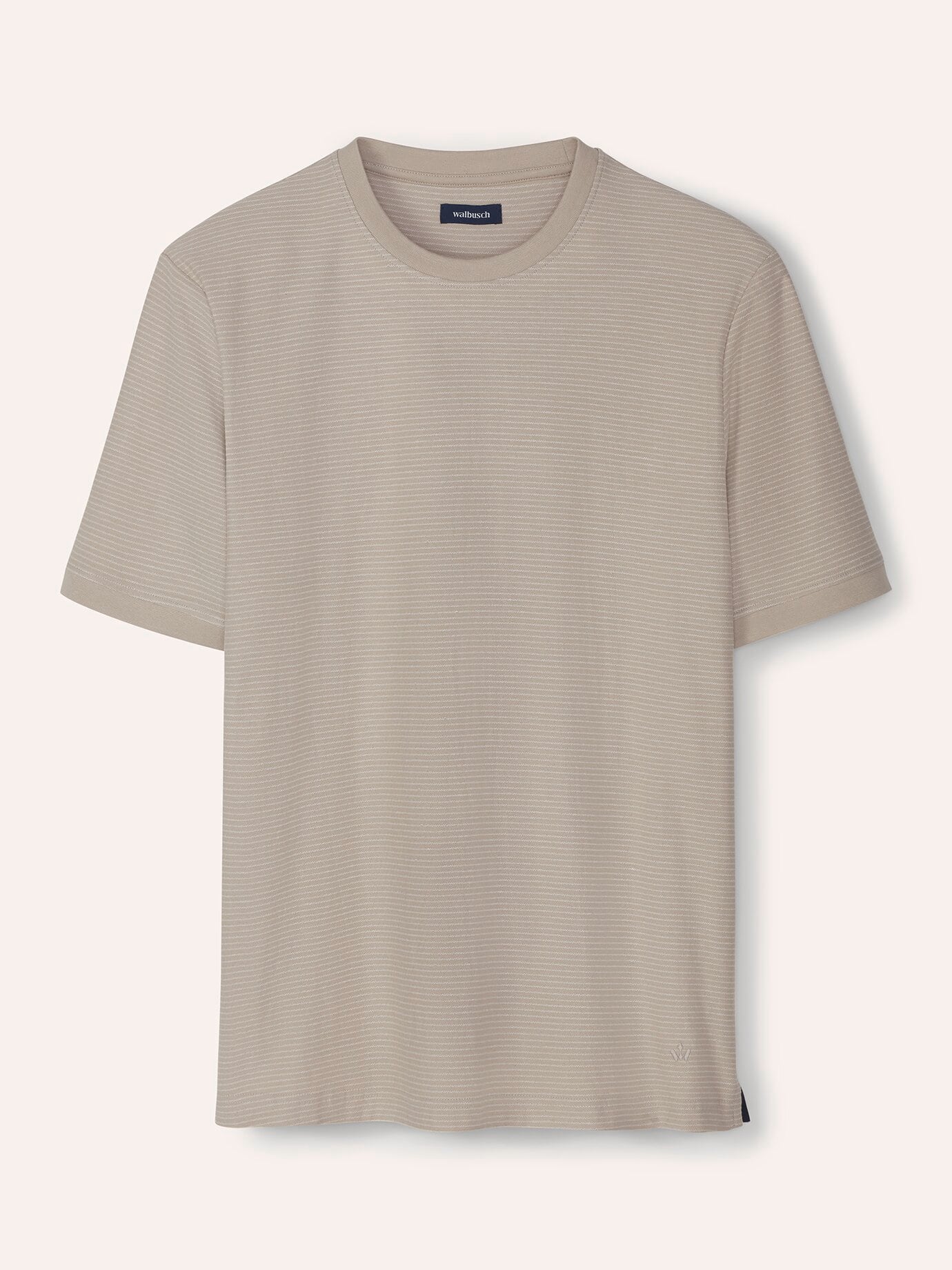 Walbusch Struktur T-Shirt, normale Größen, Farbe Beige, 58/60, reine Baumwolle feine Streifenstruktur Herren