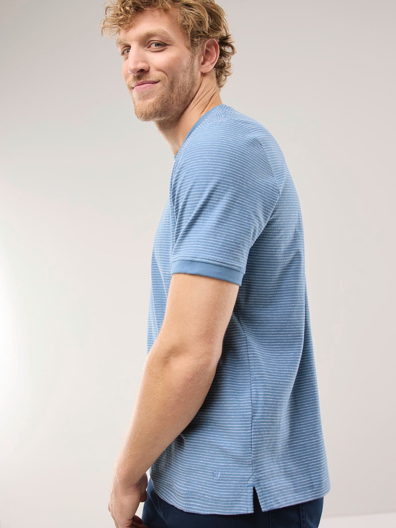 Walbusch Struktur T-Shirt Bleu 56 7