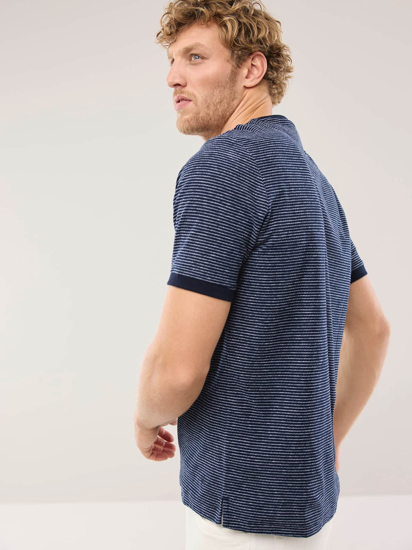 Walbusch Struktur T-Shirt Bleu 56 3