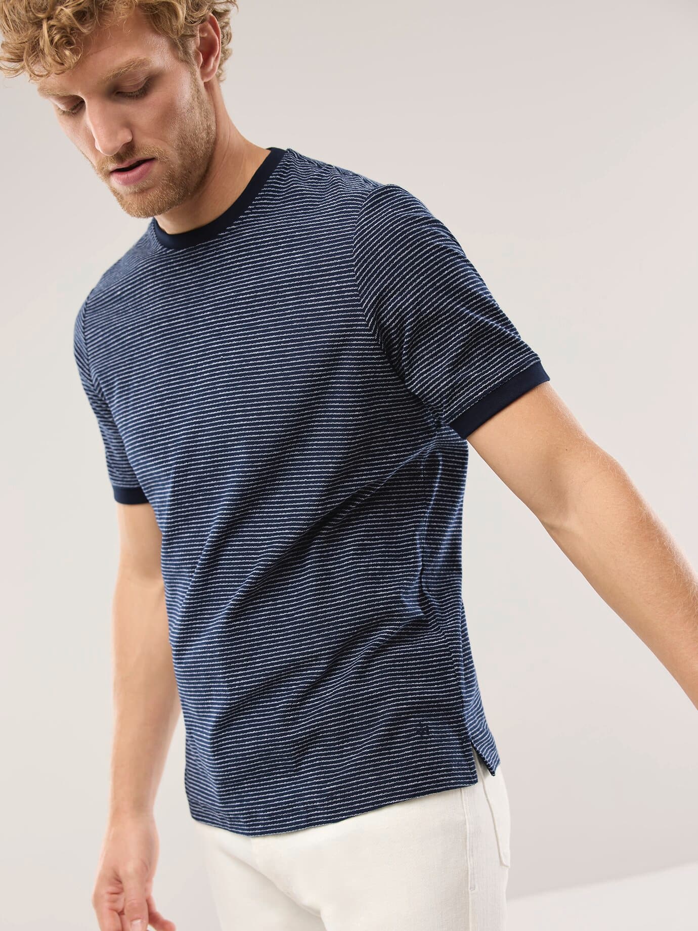 Walbusch Struktur T-Shirt Bleu 56 2