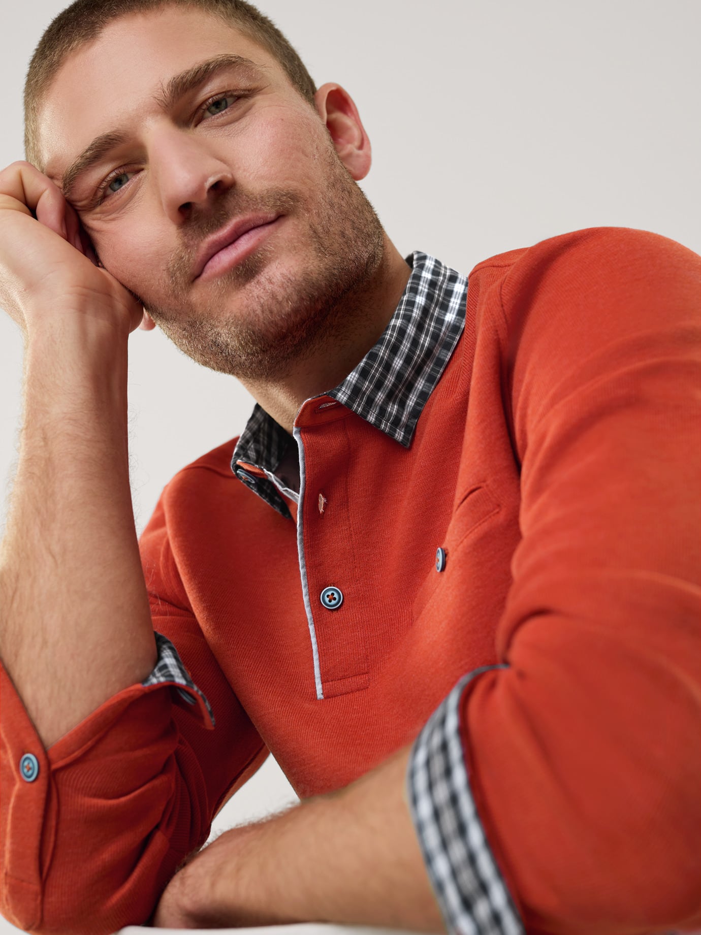 Walbusch Hemdpullover 2.0 Herren Pullover Orange 50 3