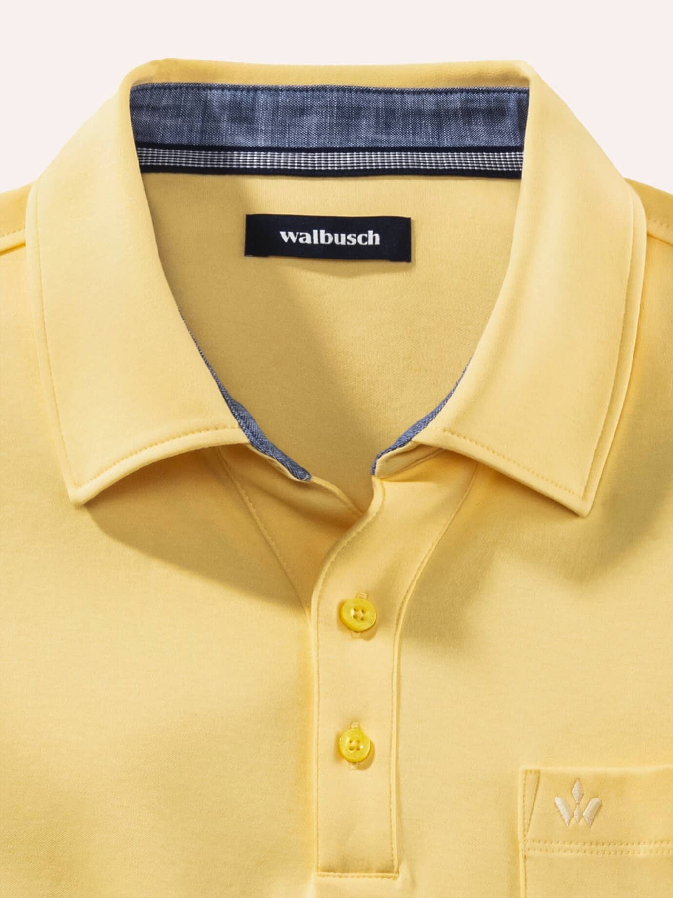 Walbusch Walbusch-Kragen Polo, , Farbe Gelb, 62/64, mit Walbusch-Kragen ohne Knopf pflegeleichte Baumwolle Herren 3