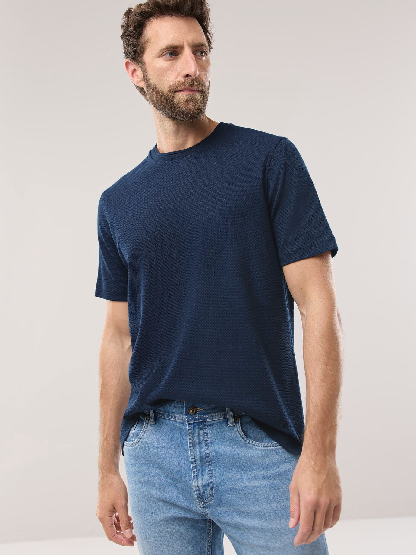 Walbusch Struktur T-Shirt Blue Size 50 3