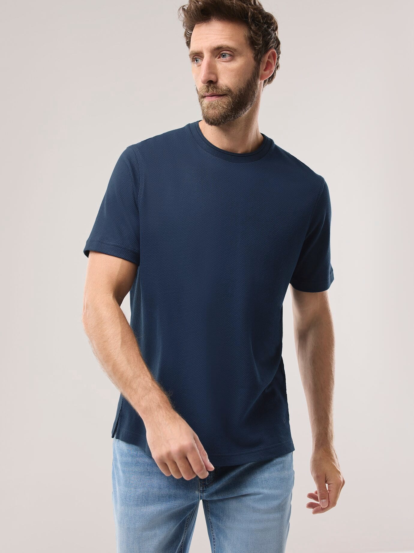 Walbusch Struktur T-Shirt Blue Size 50 2