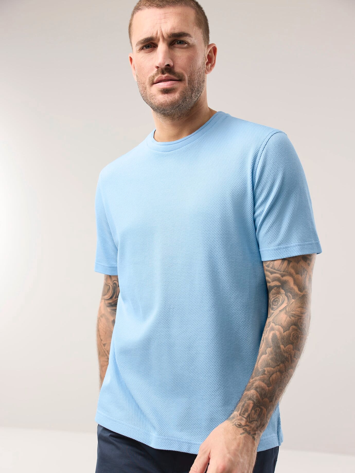 Walbusch Struktur T-Shirt Blue Size 50 6