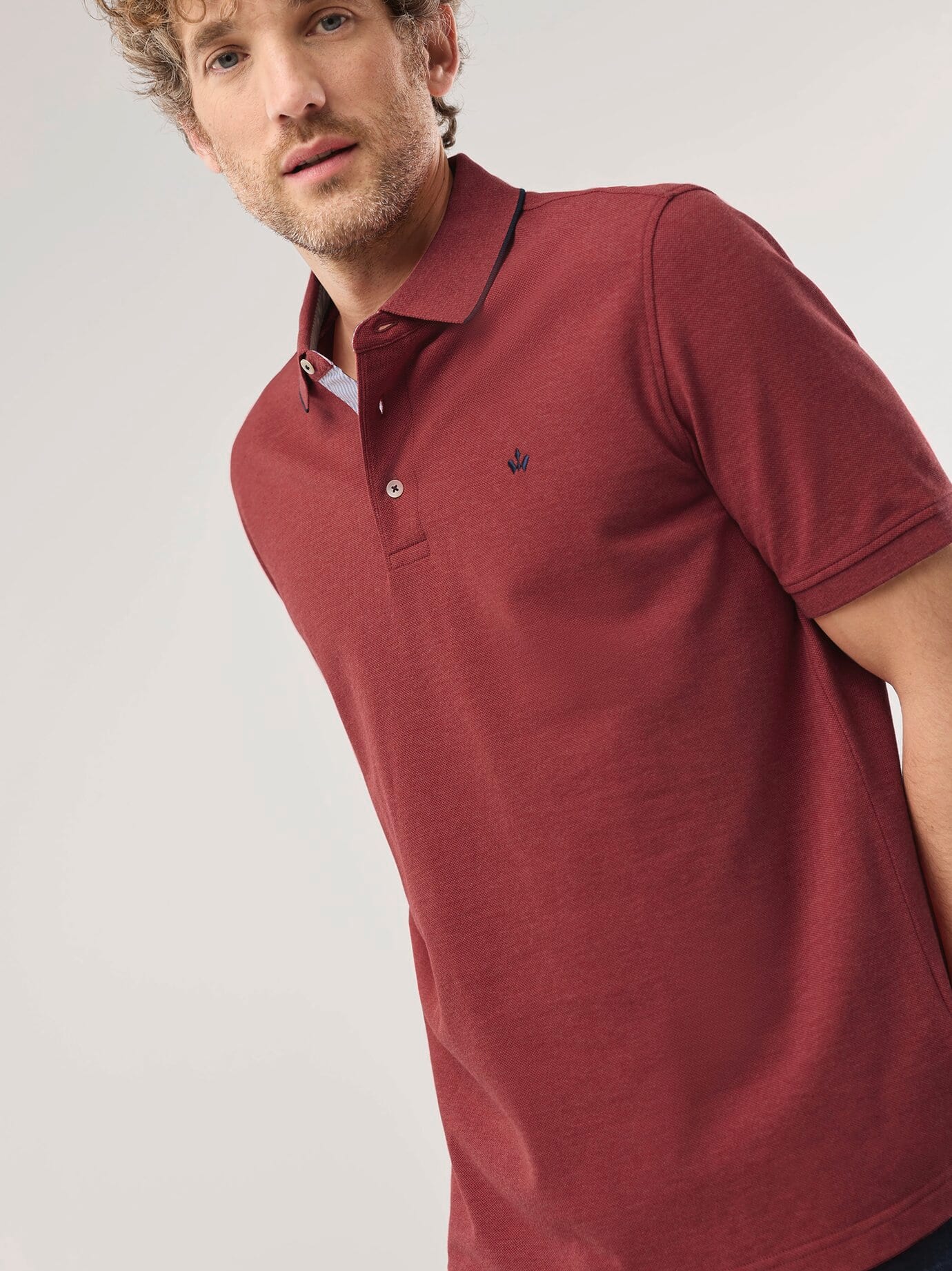 Walbusch Melange Polo, normale Größen, Farbe Rot, 54, atmungsaktive Baumwolle reine Naturfaser Herren 3