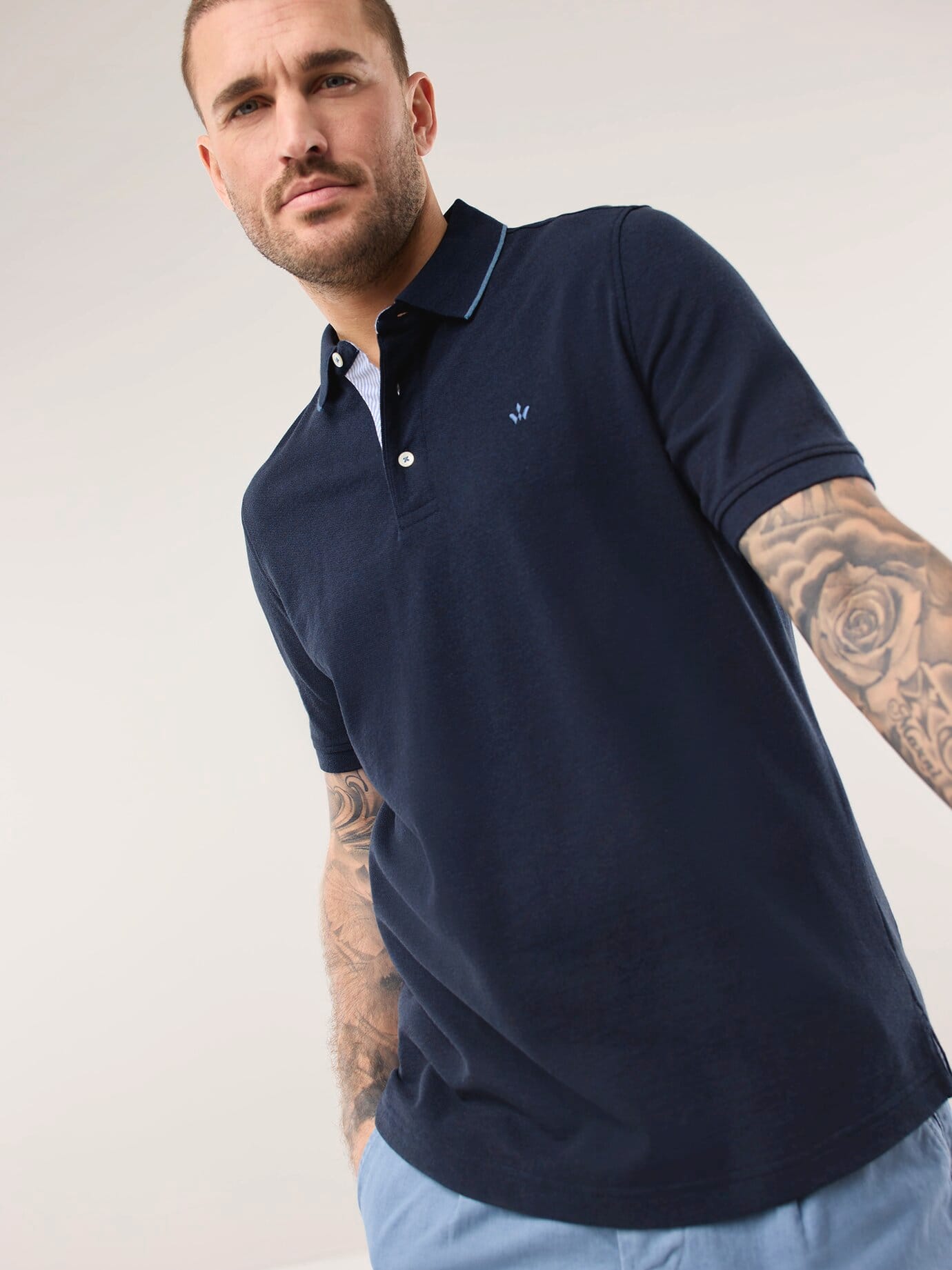 Walbusch Melange Polo Shirt Blue 50 3
