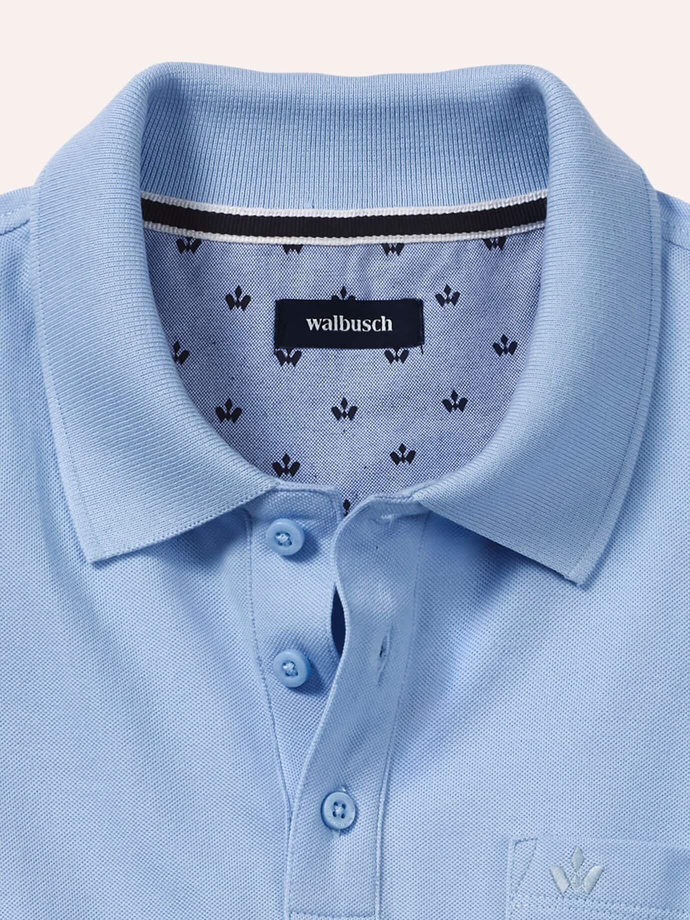 Walbusch Pique Polo Pima Cotton Blue 50 8