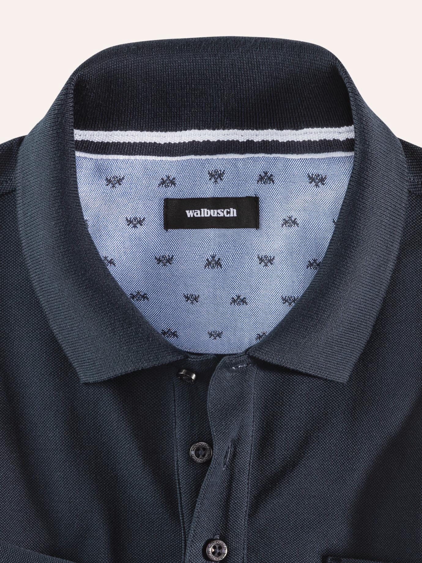 Walbusch Pique Polo Pima Cotton Blue 56 3