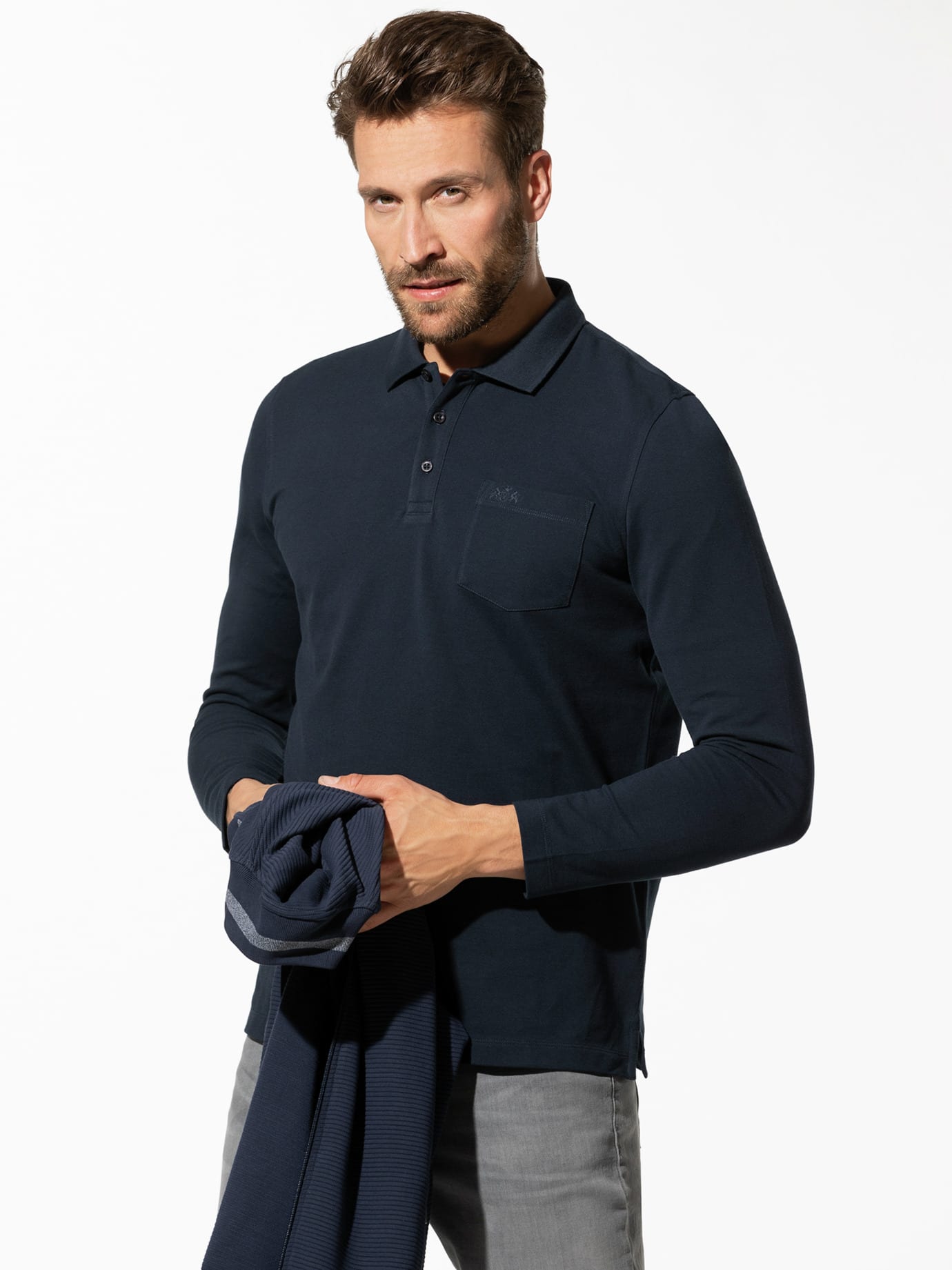 Walbusch Pique Polo Pima Cotton Blue 56 2