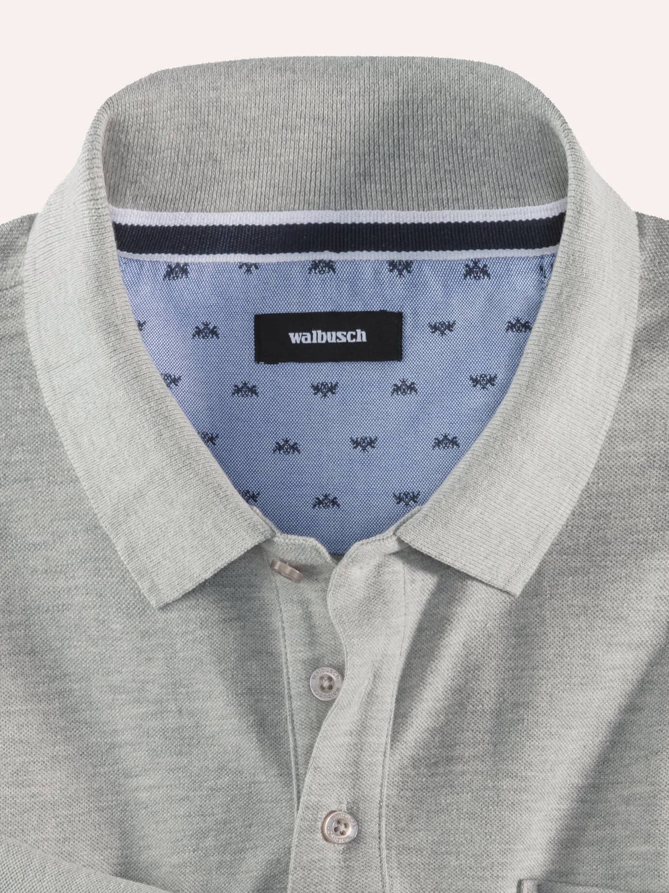 Walbusch Pique Polo Pima Cotton Grey 50 3