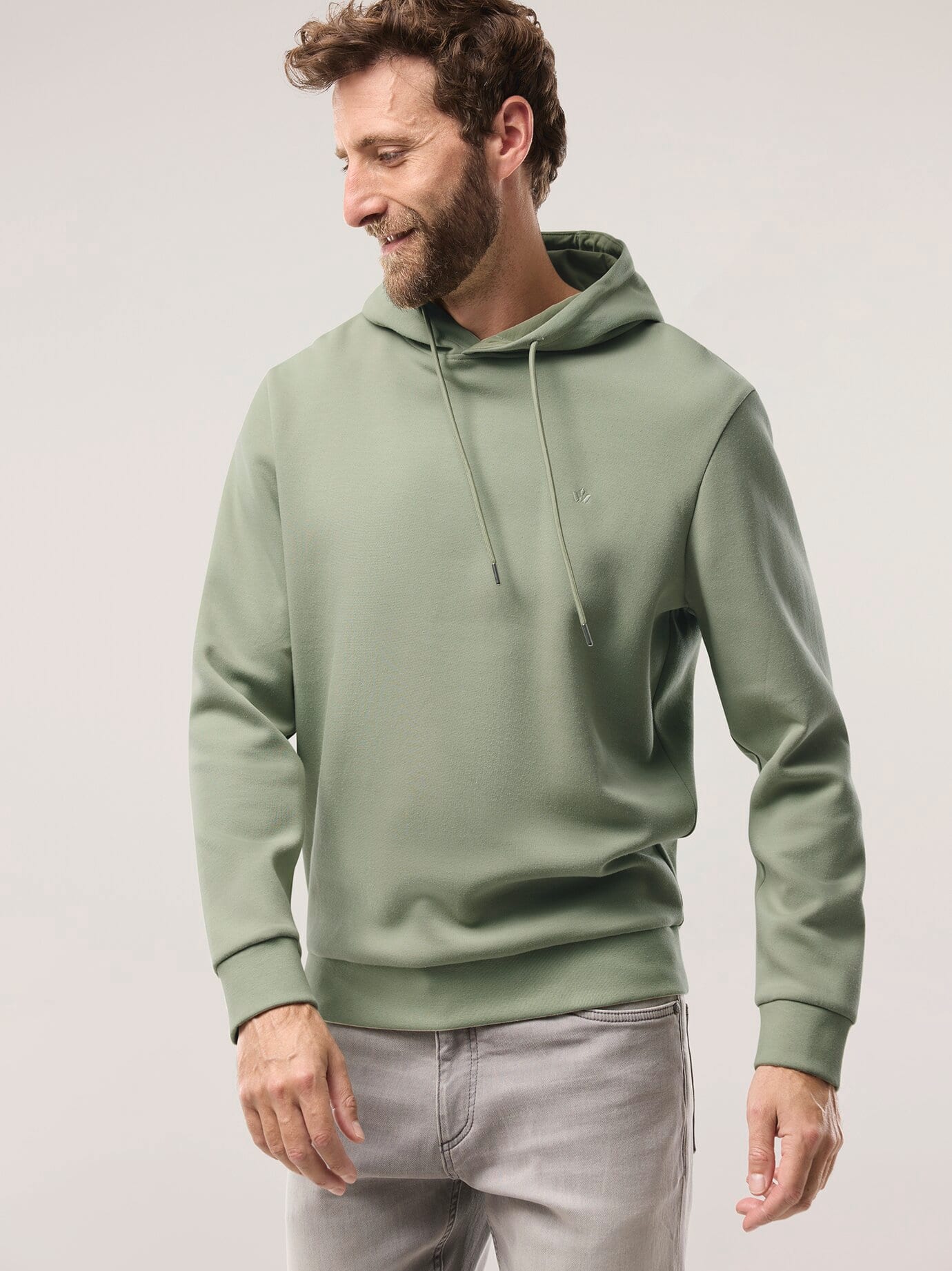 Walbusch Easycare Kapuzen-Sweatshirt, noch offen: Größenlauf, Farbe Grün, 54, weicher Baumwollmix atmungsaktiv Herren 2