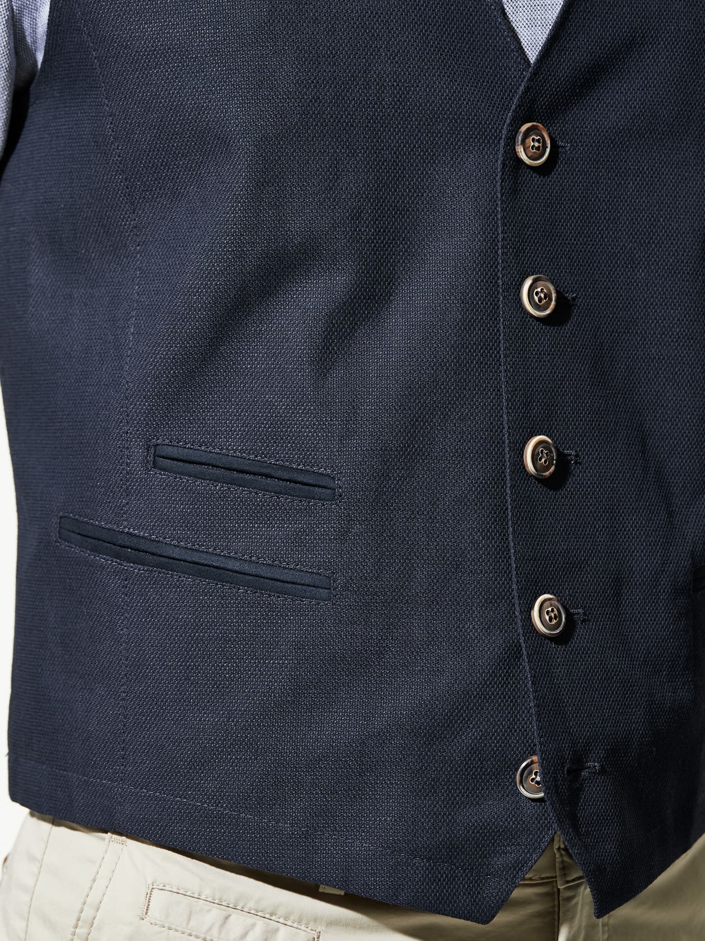 Walbusch Reiseleinen-Weste Comfort Fit Bleu 54 4