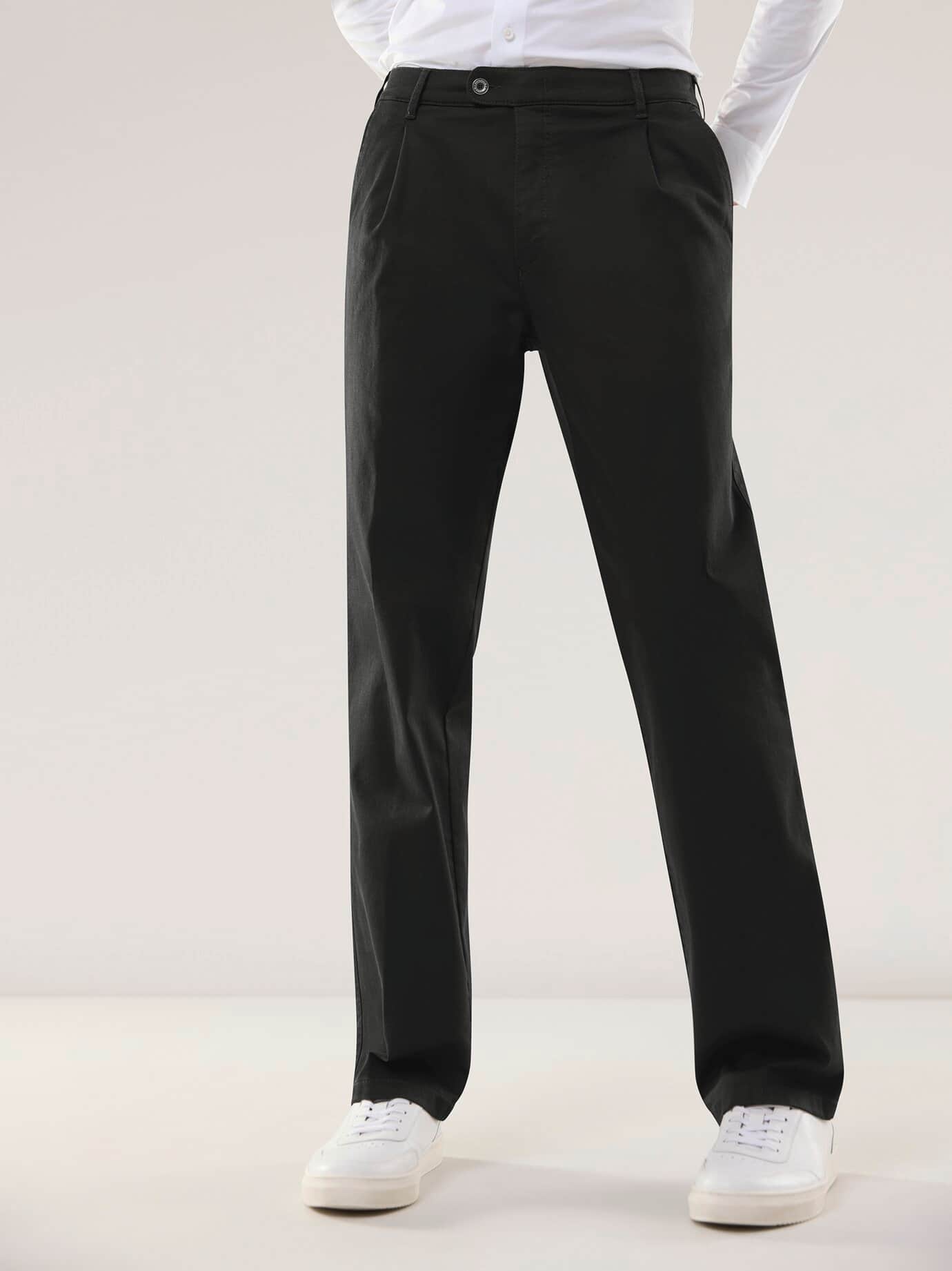 Walbusch Extraglatt Flex Pleated Jeans Comfort Fit Black 6