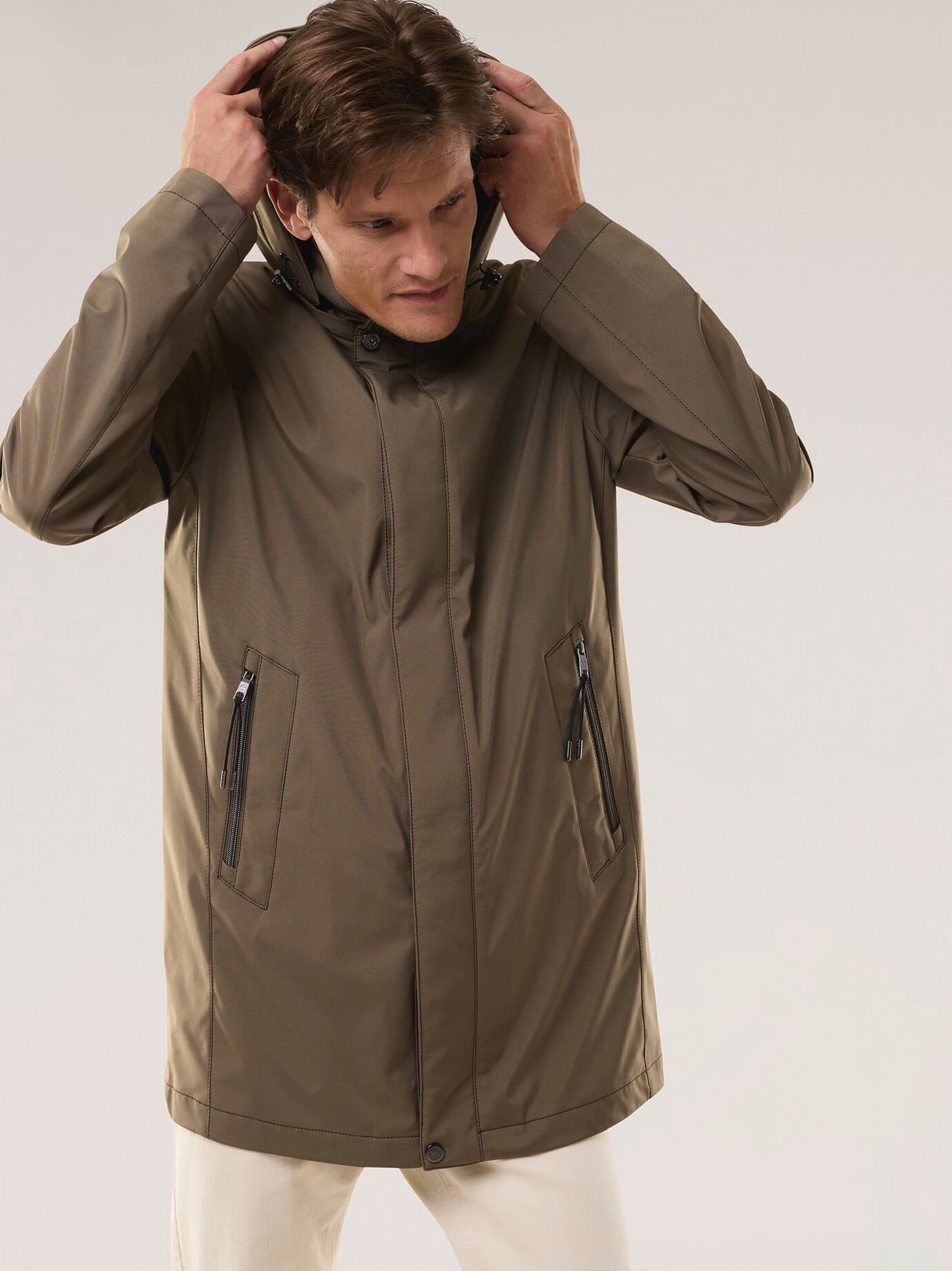 Walbusch Microfaser Long Jacket Brown 2