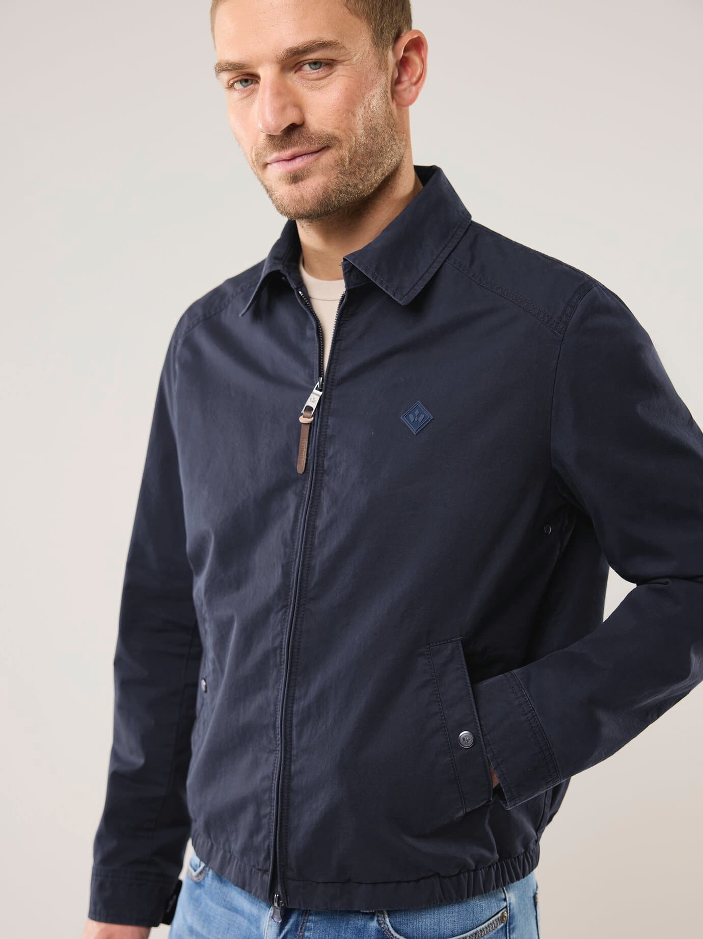 Walbusch Baumwoll Blouson, normale Größen#untersetzte Größen, Farbe Blau, 26, reine Baumwolle leicht und atmungsaktiv Herren 2