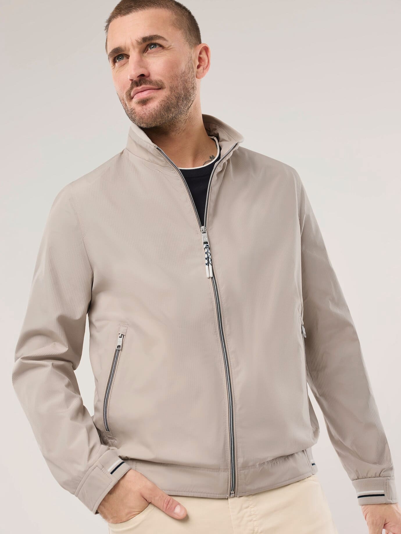 Walbusch Microfaser Leichtblouson, normale Größen#untersetzte Größen, Farbe Beige, 29, ultraleicht luftiges Netzfutter Herren 2