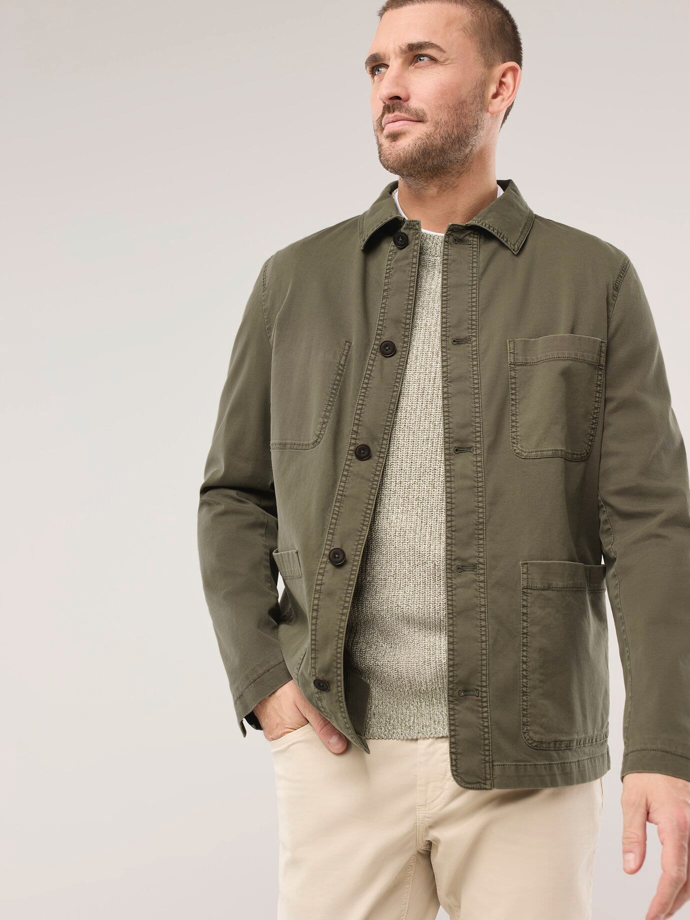 Walbusch Baumwoll Hemdjacke, normale Größen#untersetzte Größen, Farbe Grün, 64, atmungsaktive Baumwolle bequem, da elastisch Herren 3